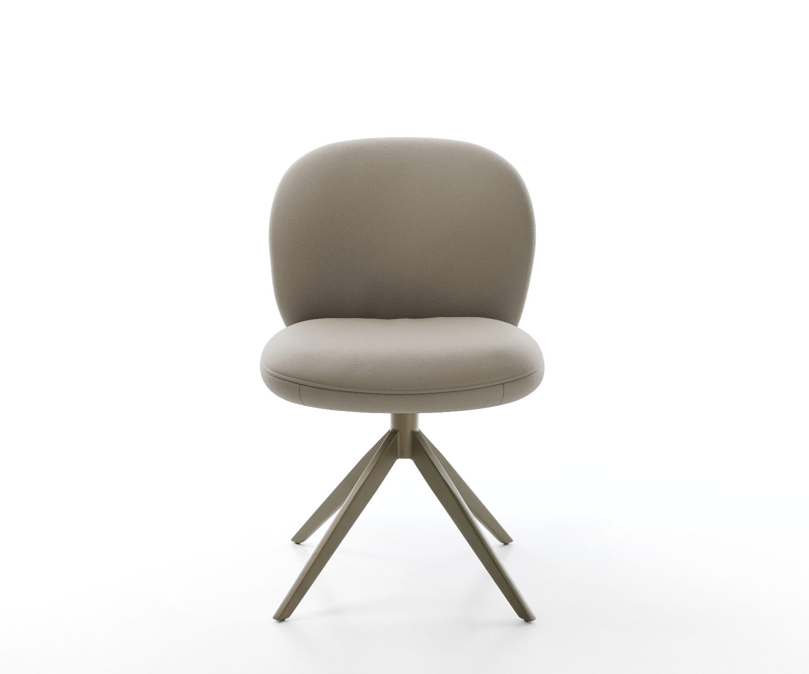 Étkezőszék Nube-Flex valódi bőr sötét bézs kereszt láb széles titán effekt felület 360° forgatható zsákrugós matrac - Image 2