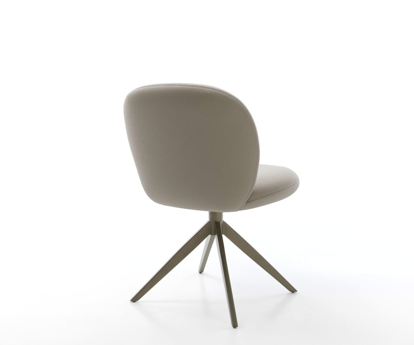 Étkezőszék Nube-Flex valódi bőr sötét bézs kereszt láb széles titán effekt felület 360° forgatható zsákrugós matrac - Image 5