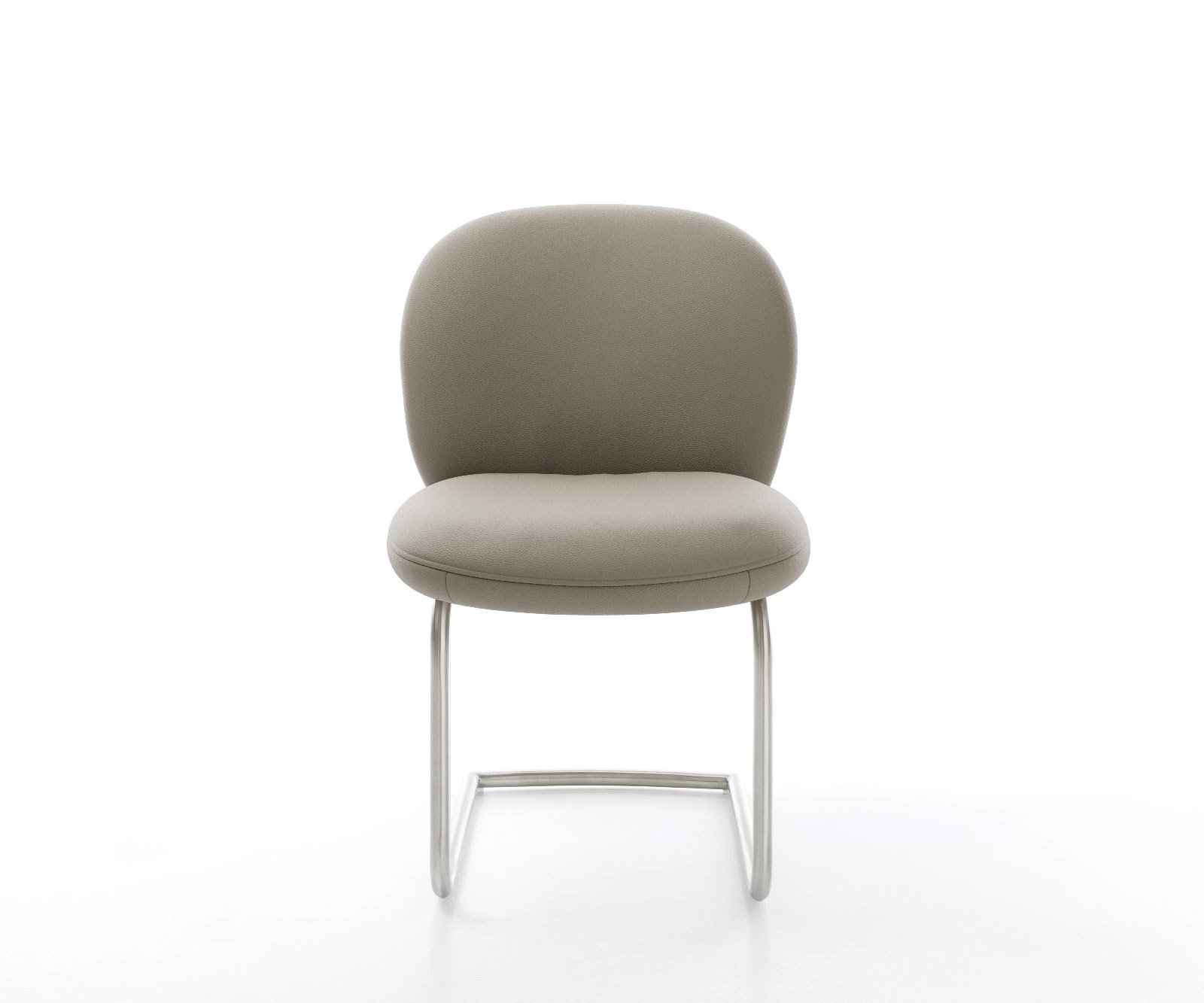 Étkezőszék Nube-Flex valódi bőr sötét bézs étkezőszék kerek rozsdamentes acél zsákrugós - Image 2