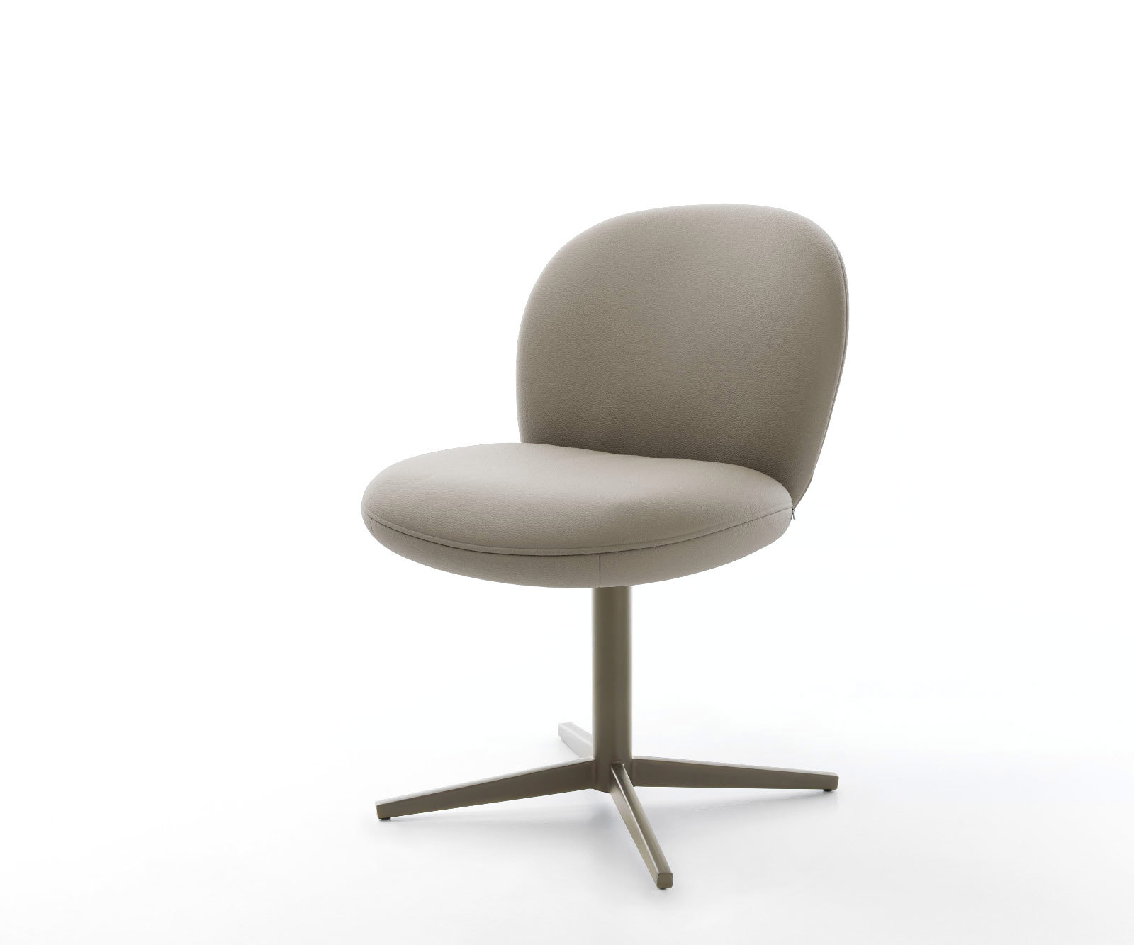 Étkezőszék Nube-Flex valódi bőr sötét bézs láb szálcsiszolt titán hatás 360° forgatható zsákrugós matrac