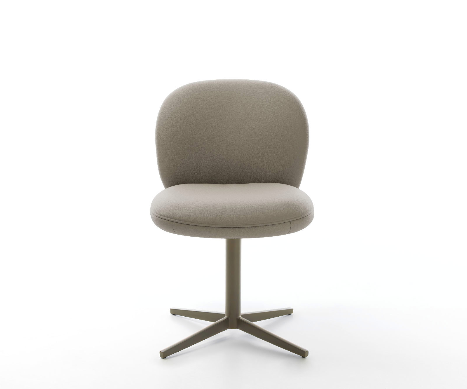 Étkezőszék Nube-Flex valódi bőr sötét bézs láb szálcsiszolt titán hatás 360° forgatható zsákrugós matrac - Image 2