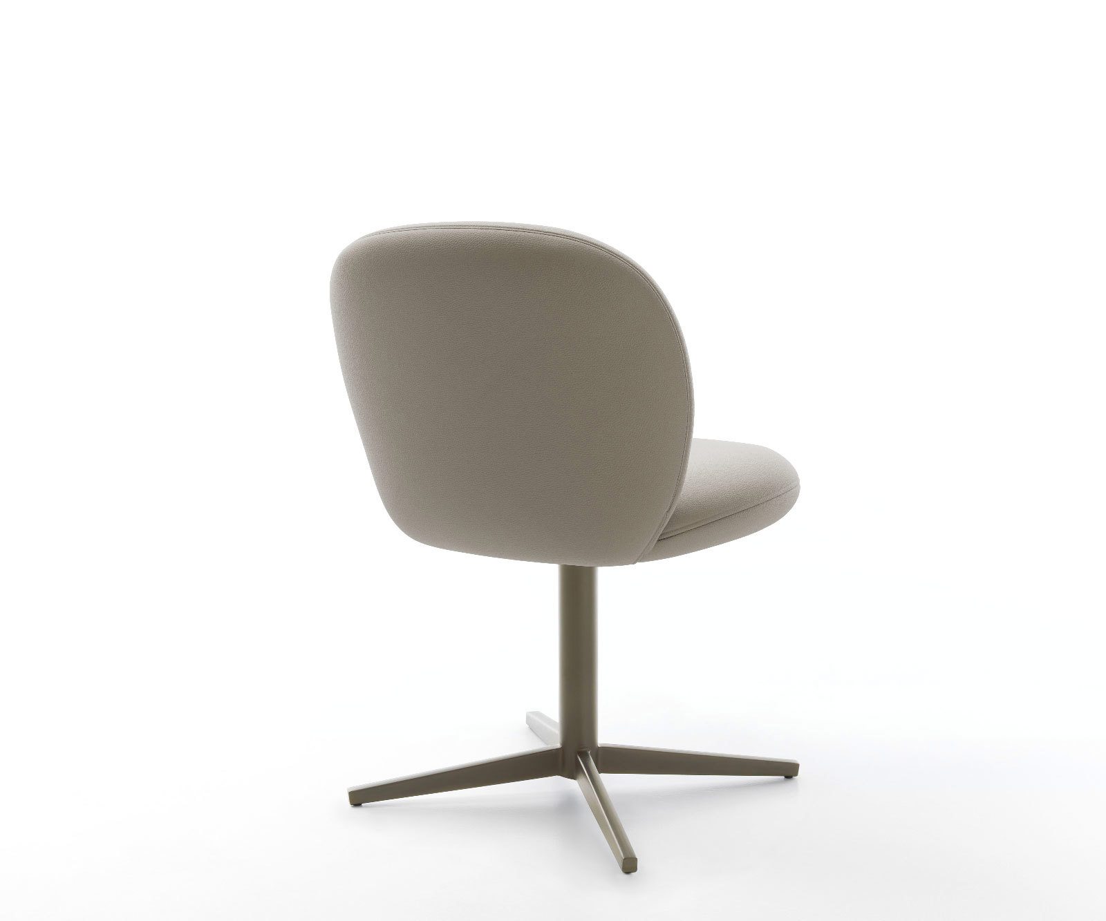 Étkezőszék Nube-Flex valódi bőr sötét bézs láb szálcsiszolt titán hatás 360° forgatható zsákrugós matrac - Image 5