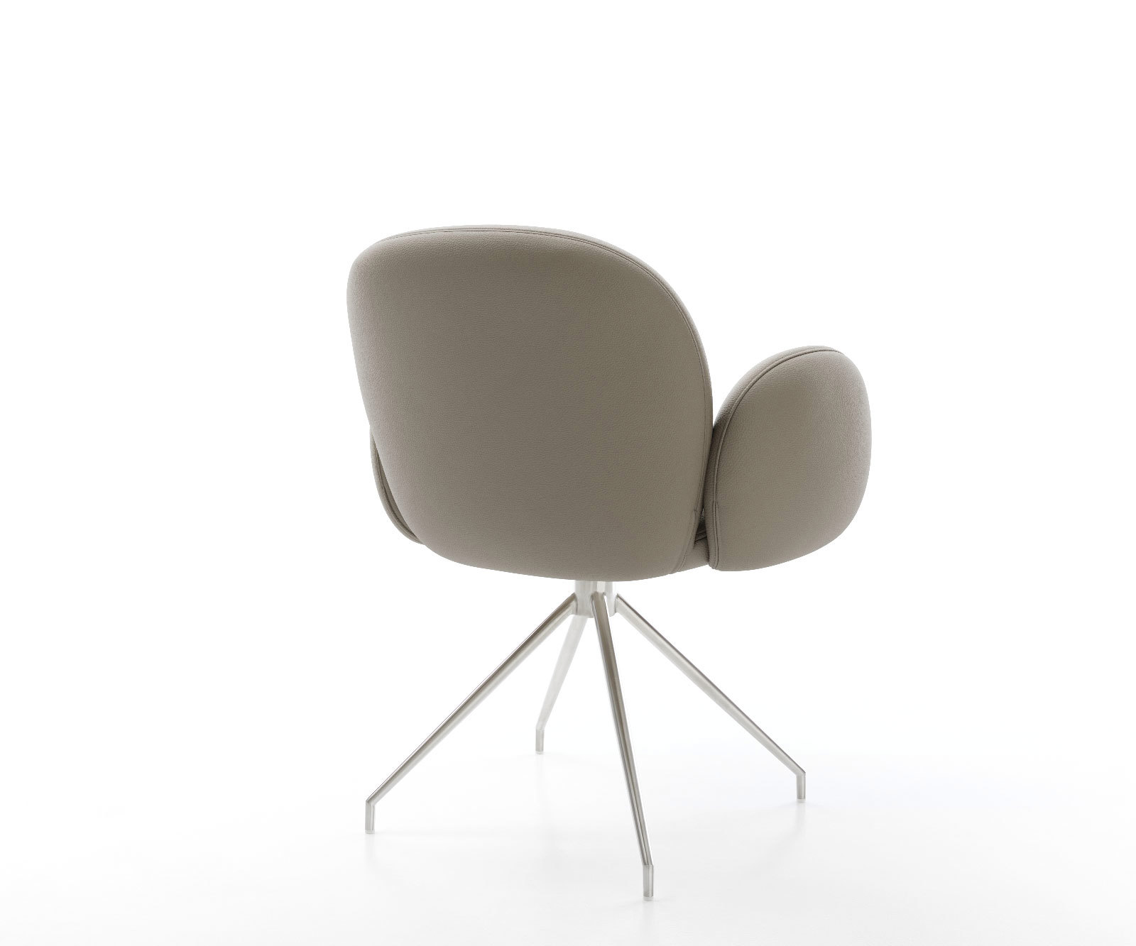 Étkezőszék Nube-Flex karfás valódi bőr sötét bézs kúpos rozsdamentes acél kereszt láb 180° forgatható zsákrugós - Image 5