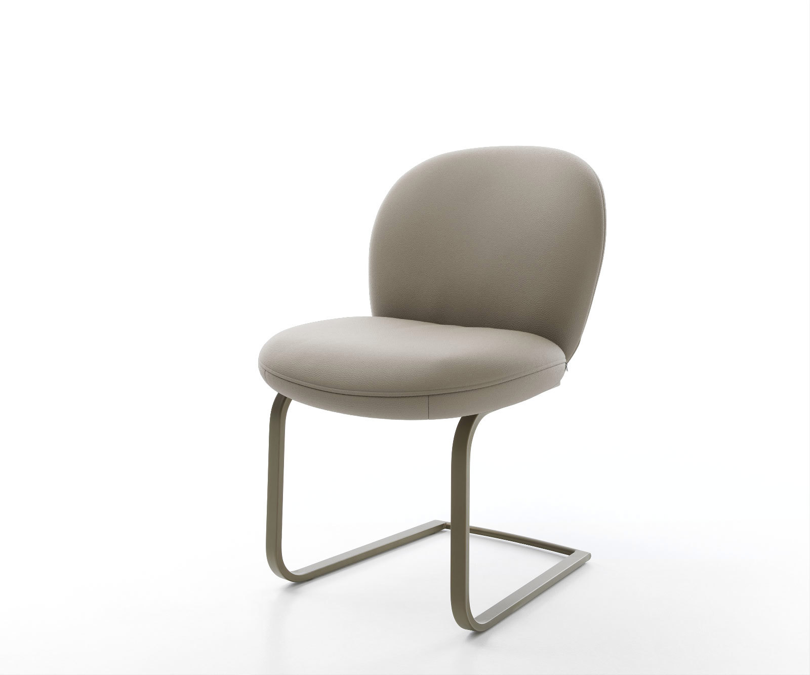 Étkezőszék Nube-Flex valódi bőr sötét bézs étkezőszék lapos titán effekt felület zsákrugós