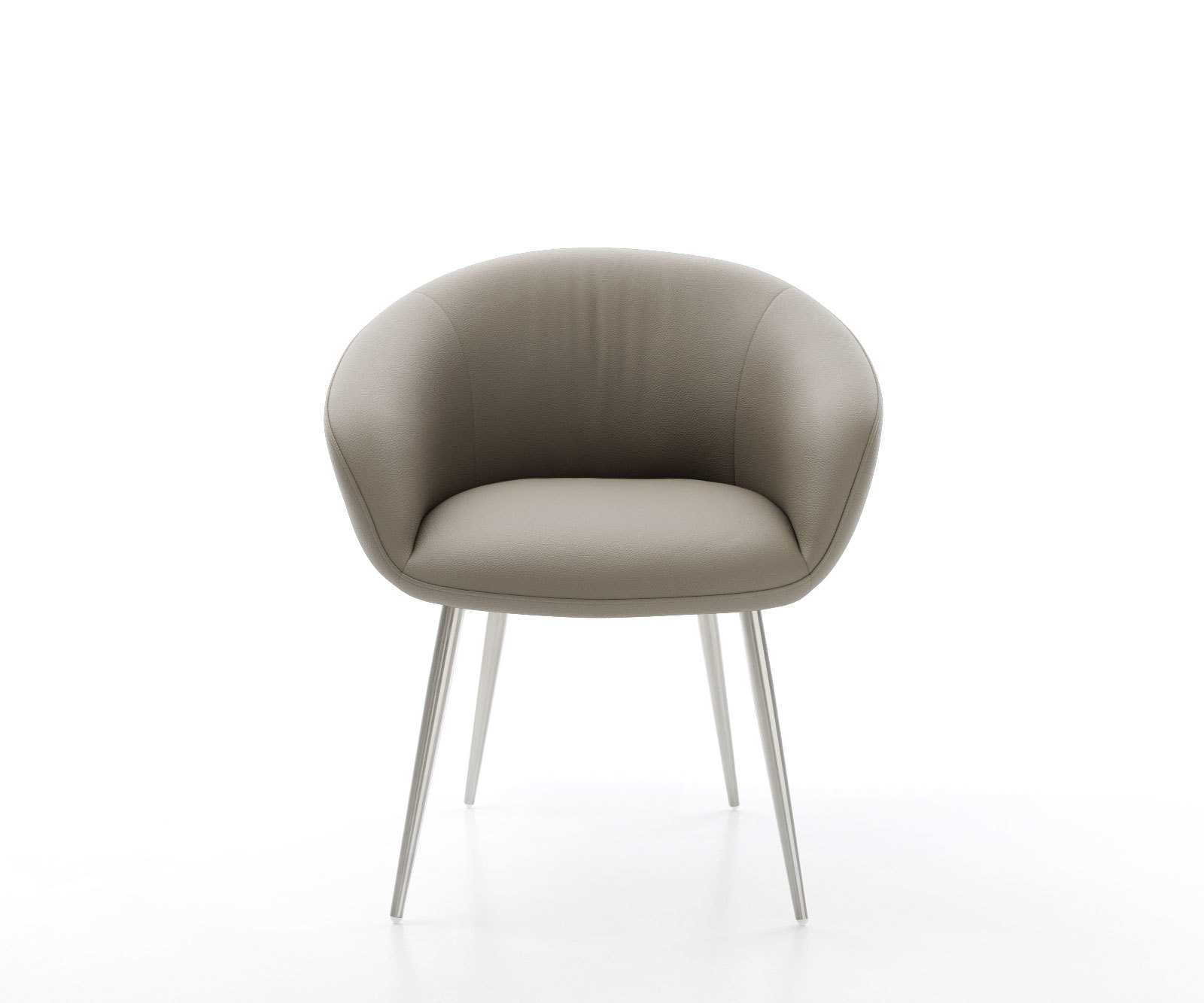 Étkezőszék Vinka-Flex karfás valódi bőr sötét bézs 4 lábas kúpos rozsdamentes acél zsákrugós - Image 2