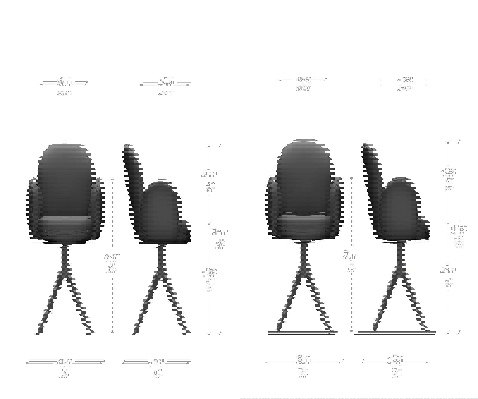 Étkezőszék Nube-Flex karfás valódi bőr sötét bézs kereszt láb széles fekete 360° forgatható zsákrugós - Image 6