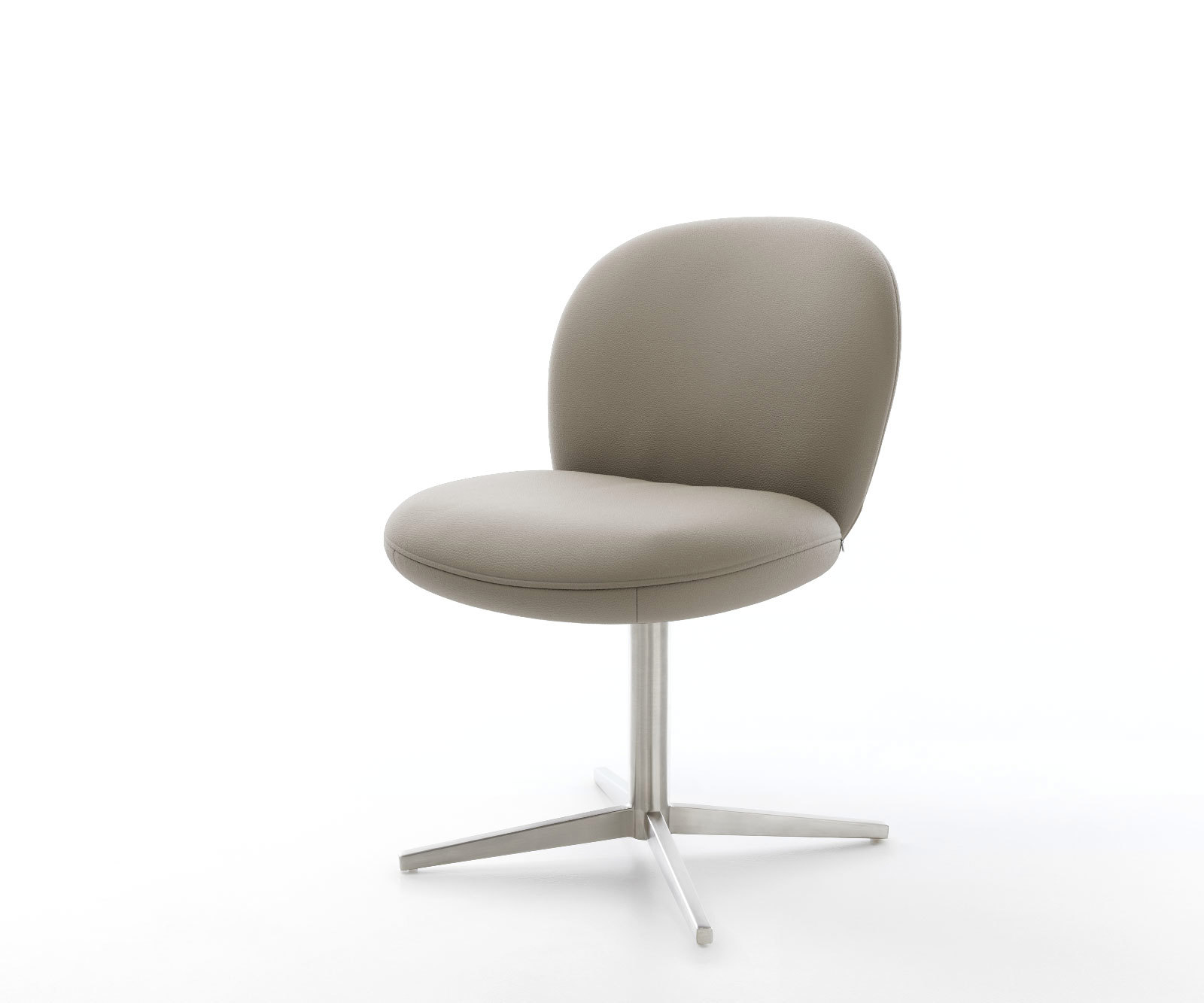 Étkezőszék Nube-Flex valódi bőr sötét bézs rozsdamentes acél láb 360° forgatható zsákrugós matrac