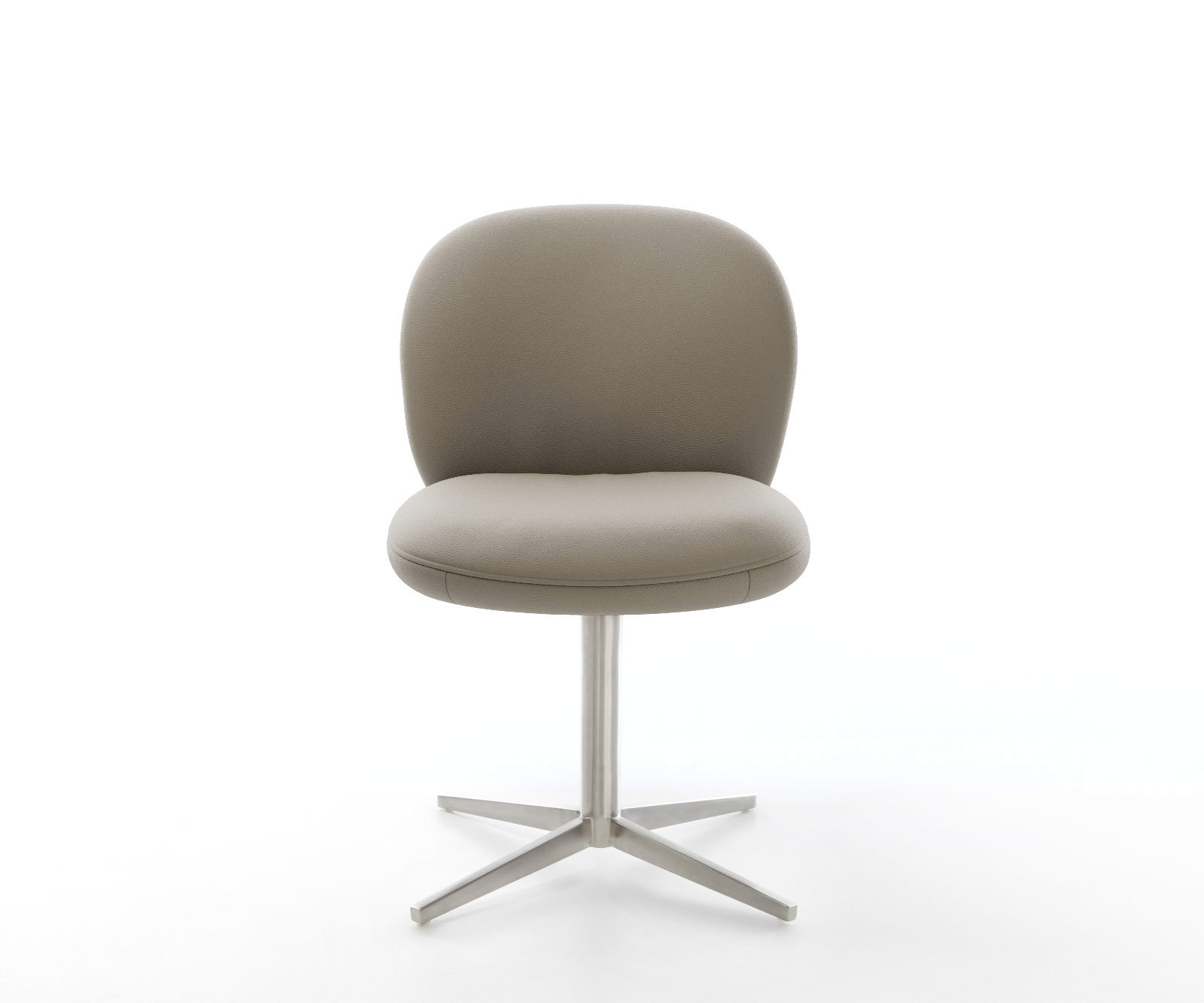 Étkezőszék Nube-Flex valódi bőr sötét bézs rozsdamentes acél láb 360° forgatható zsákrugós matrac - Image 2