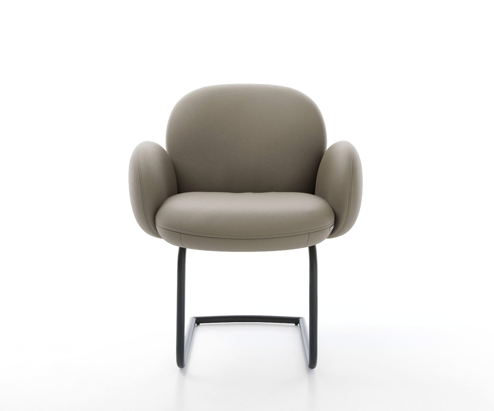 Étkezőszék Nube-Flex karfás valódi bőr sötét bézs kerek fekete zsákrugós étkezőszék - Image 2