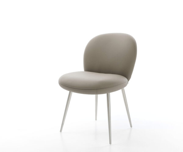 Étkezőszék Nube-Flex valódi bőr sötét bézs 4 láb kúpos rozsdamentes acél zsákrugós