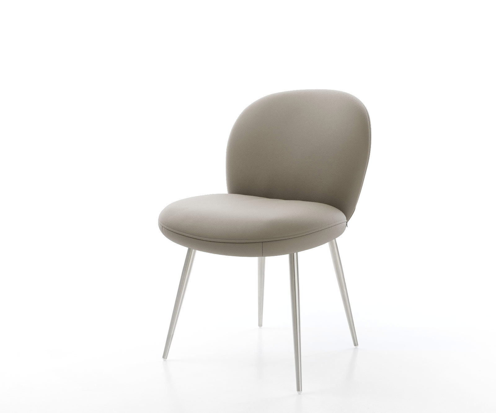 Étkezőszék Nube-Flex valódi bőr sötét bézs 4 láb kúpos rozsdamentes acél zsákrugós