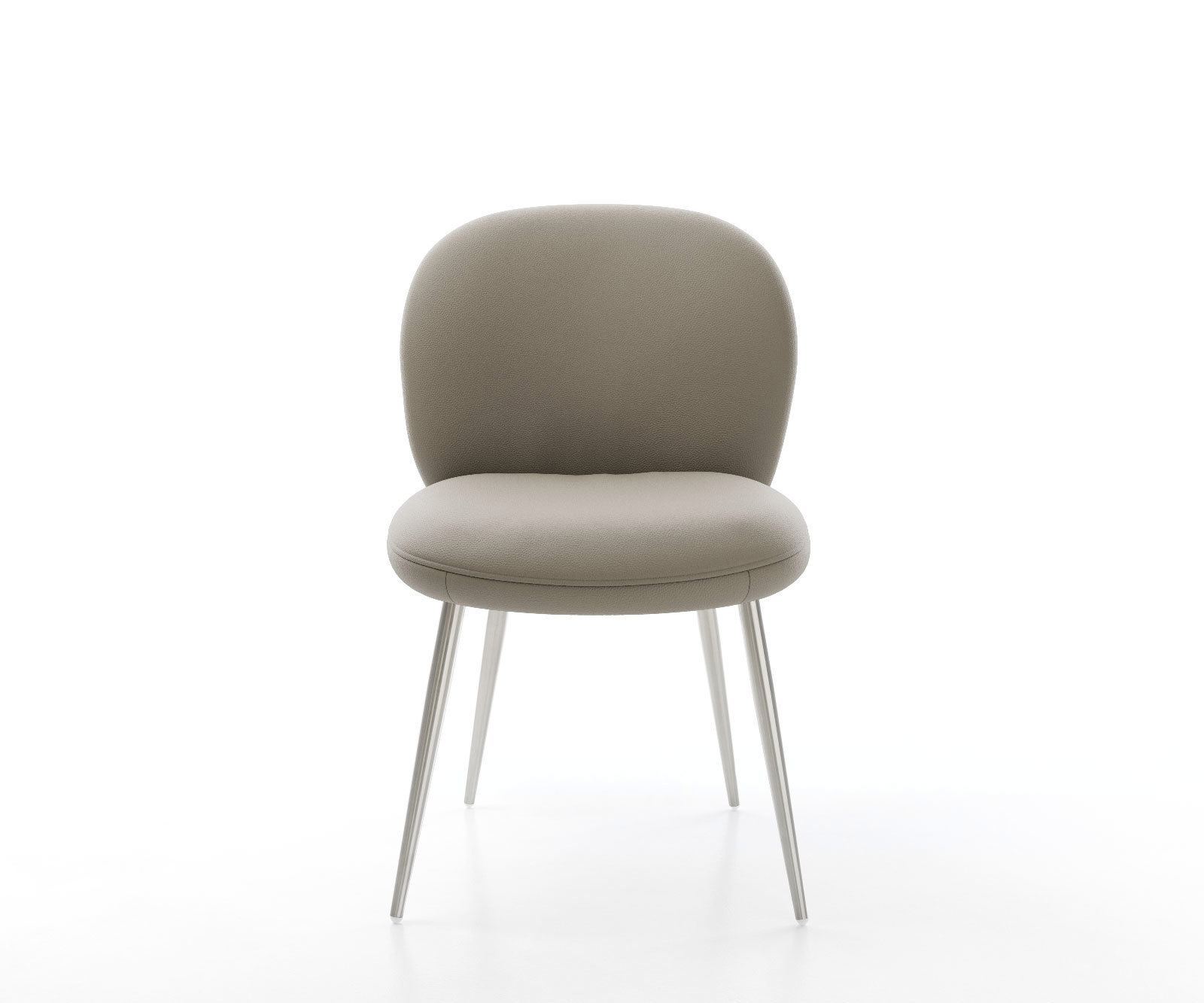 Étkezőszék Nube-Flex valódi bőr sötét bézs 4 láb kúpos rozsdamentes acél zsákrugós - Image 2