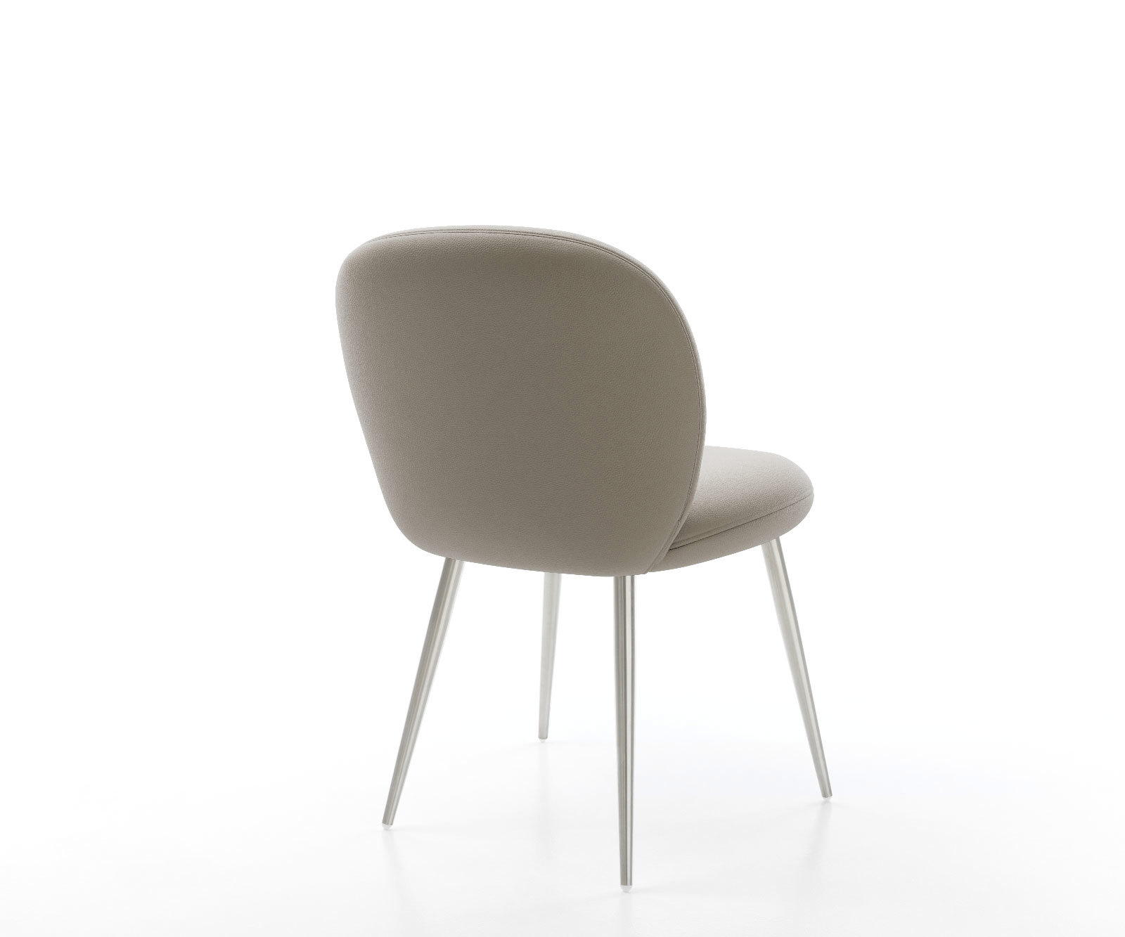 Étkezőszék Nube-Flex valódi bőr sötét bézs 4 láb kúpos rozsdamentes acél zsákrugós - Image 5