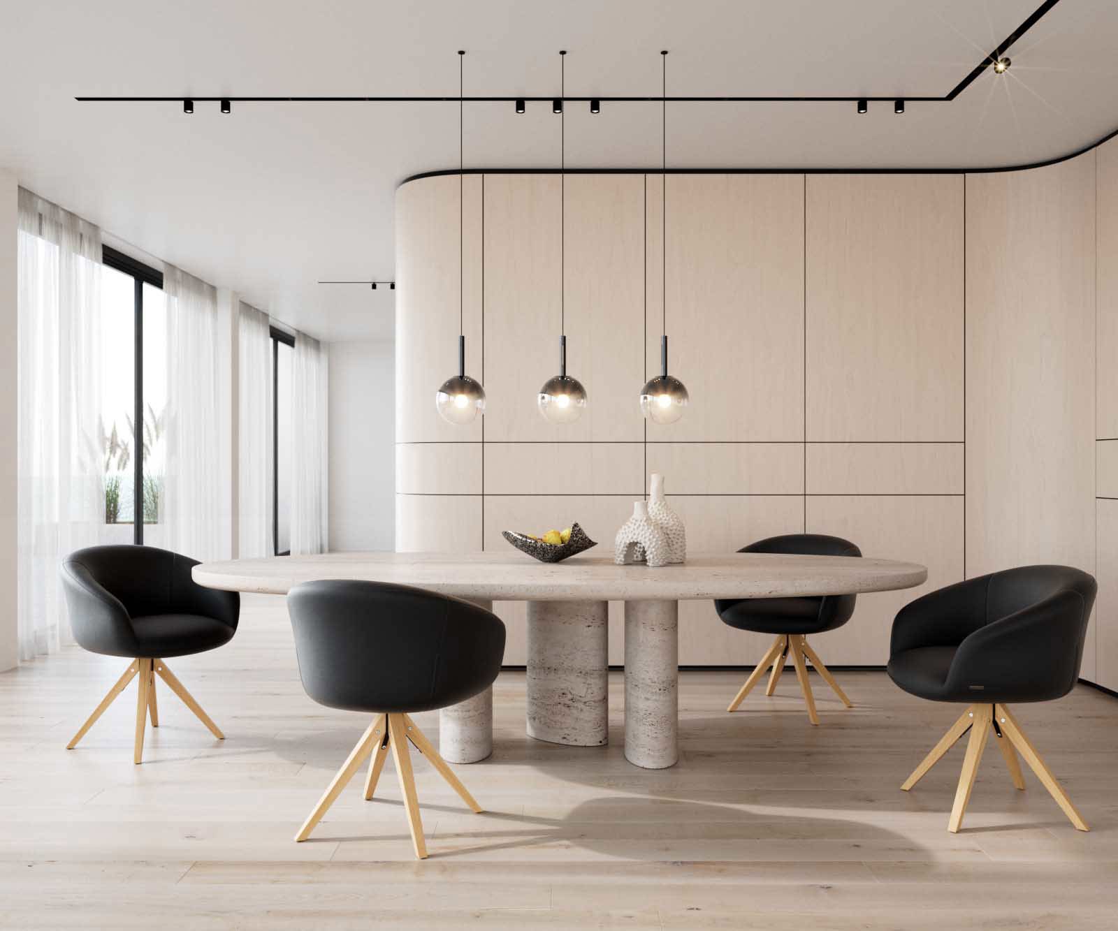 Étkezőszék Vinka-Flex kényelmes karfás valódi bőr fekete fa lábas szögletes természetes 180° forgatható zsákrugós - Image 6