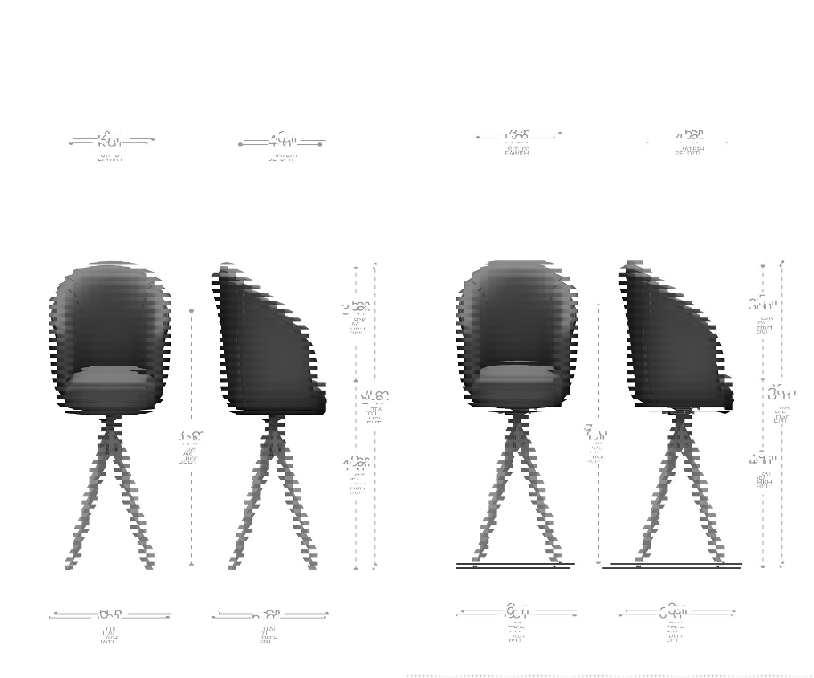 Étkezőszék Vinka-Flex kényelmes karfás valódi bőr fekete fa lábas szögletes természetes 180° forgatható zsákrugós - Image 7