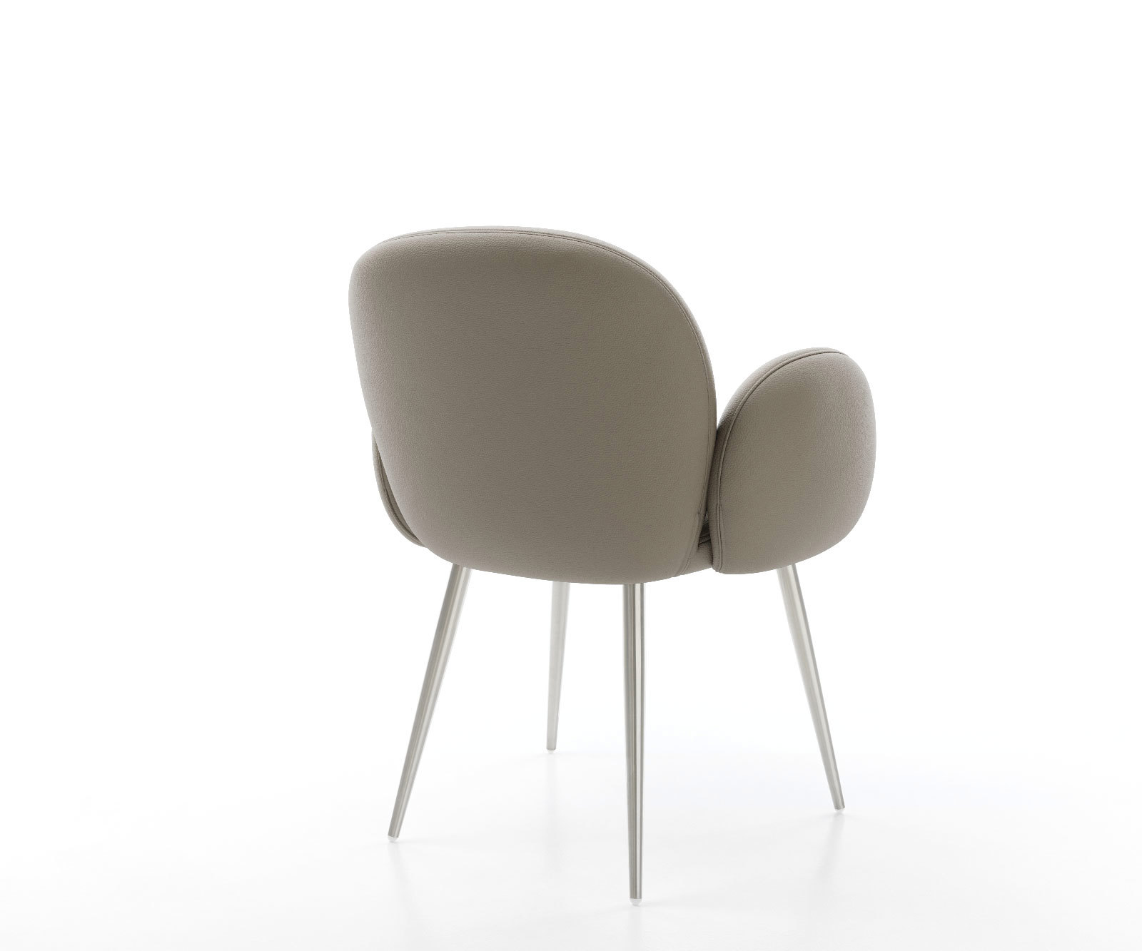 Étkezőszék Nube-Flex karfás valódi bőr sötét bézs 4 lábas kúpos rozsdamentes acél zsákrugós - Image 5