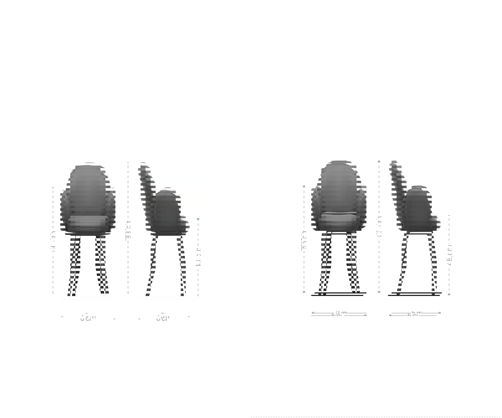 Étkezőszék Nube-Flex karfás valódi bőr sötét bézs 4 lábas kúpos rozsdamentes acél zsákrugós - Image 6