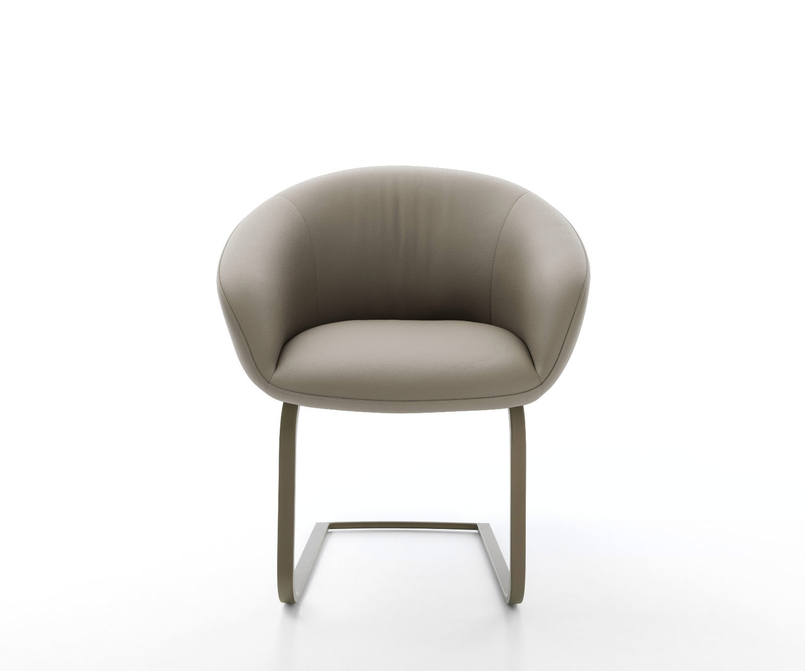 Étkezőszék Vinka-Flex karfás valódi bőr sötét bézs étkezőszék lapos titán effekt felület zsákrugós - Image 2