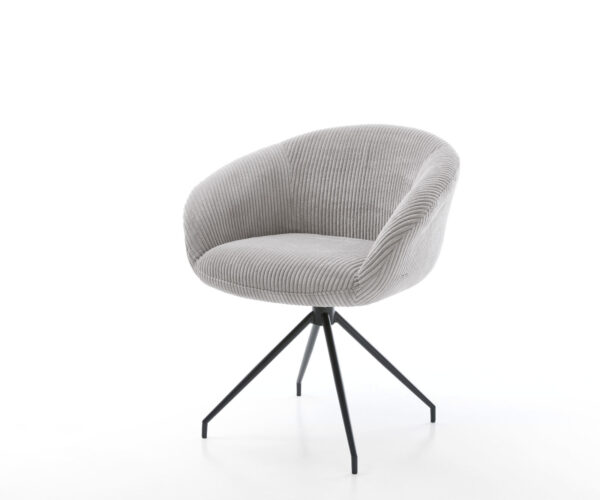 Étkezőszék Vinka-Flex karfás mikroszálas ezüstszürke kereszt láb kúpos fekete 180° forgatható zsákrugós