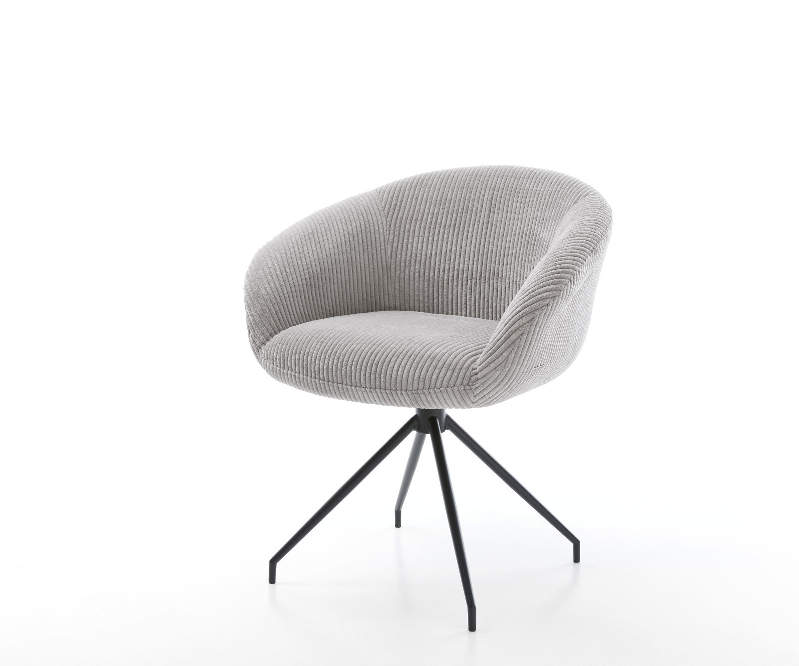 Étkezőszék Vinka-Flex karfás mikroszálas ezüstszürke kereszt láb kúpos fekete 180° forgatható zsákrugós