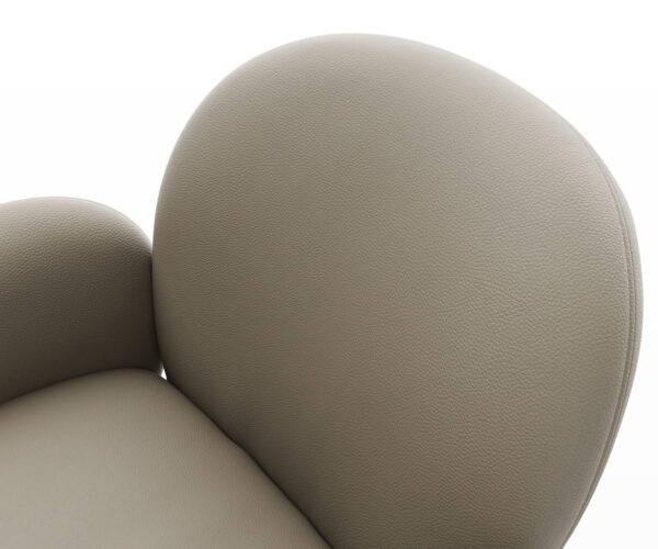 Étkezőszék Nube-Flex kényelmes karfás valódi bőr sötét bézs rozsdamentes acél láb 360° forgatható zsákrugós rugózás - Image 4