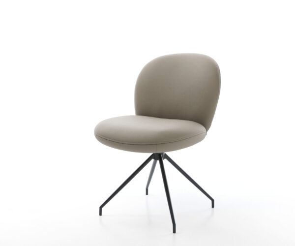 Étkezőszék Nube-Flex valódi bőr sötét bézs zsákrugós kereszt láb kúpos fekete 180° forgatható