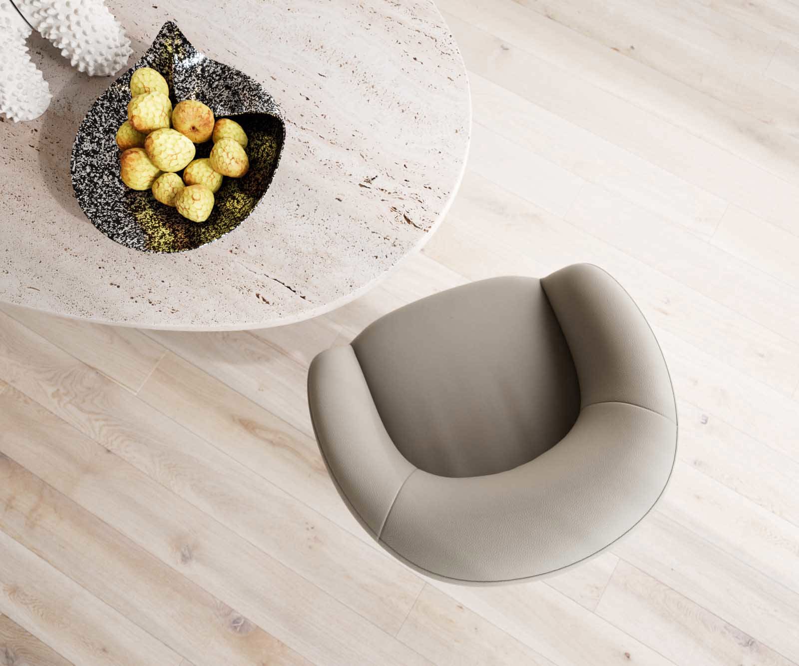 Étkezőszék Vinka-Flex karfás valódi bőr sötét bézs kereszt láb széles fekete 360° forgatható zsákrugós - Image 4