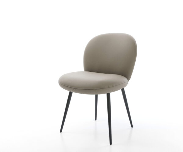 Étkezőszék Nube-Flex valódi bőr sötét bézs 4 láb kúpos fekete zsákrugós