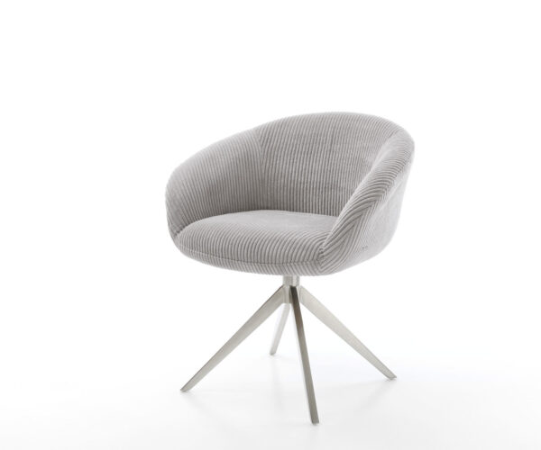 Étkezőszék Vinka-Flex karfás mikroszálas ezüstszürke kereszt láb széles rozsdamentes acél 360° forgatható zsákrugós