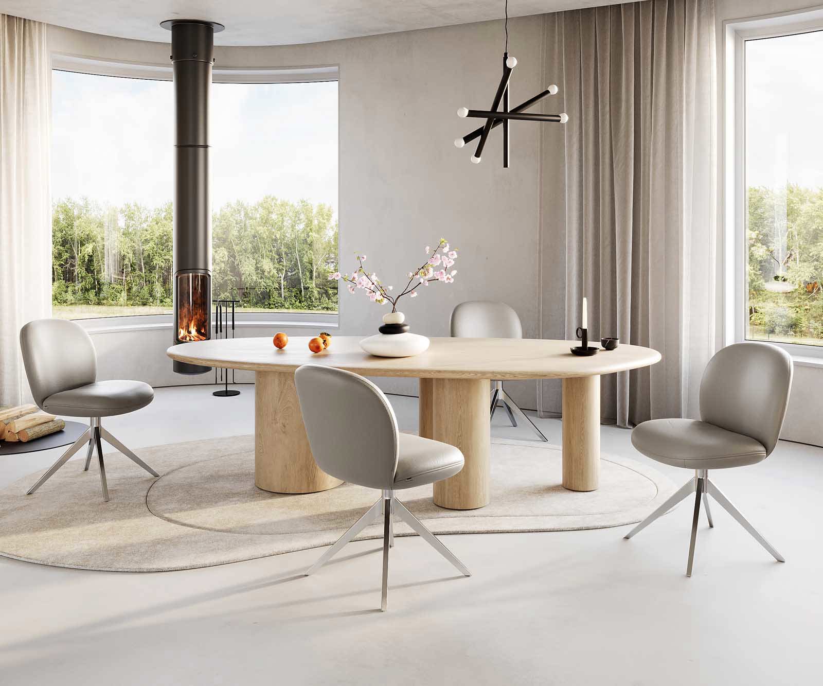 Étkezőszék Nube-Flex valódi bőr sötét bézs kereszt láb széles rozsdamentes acél 360° forgatható zsákrugós - Image 5