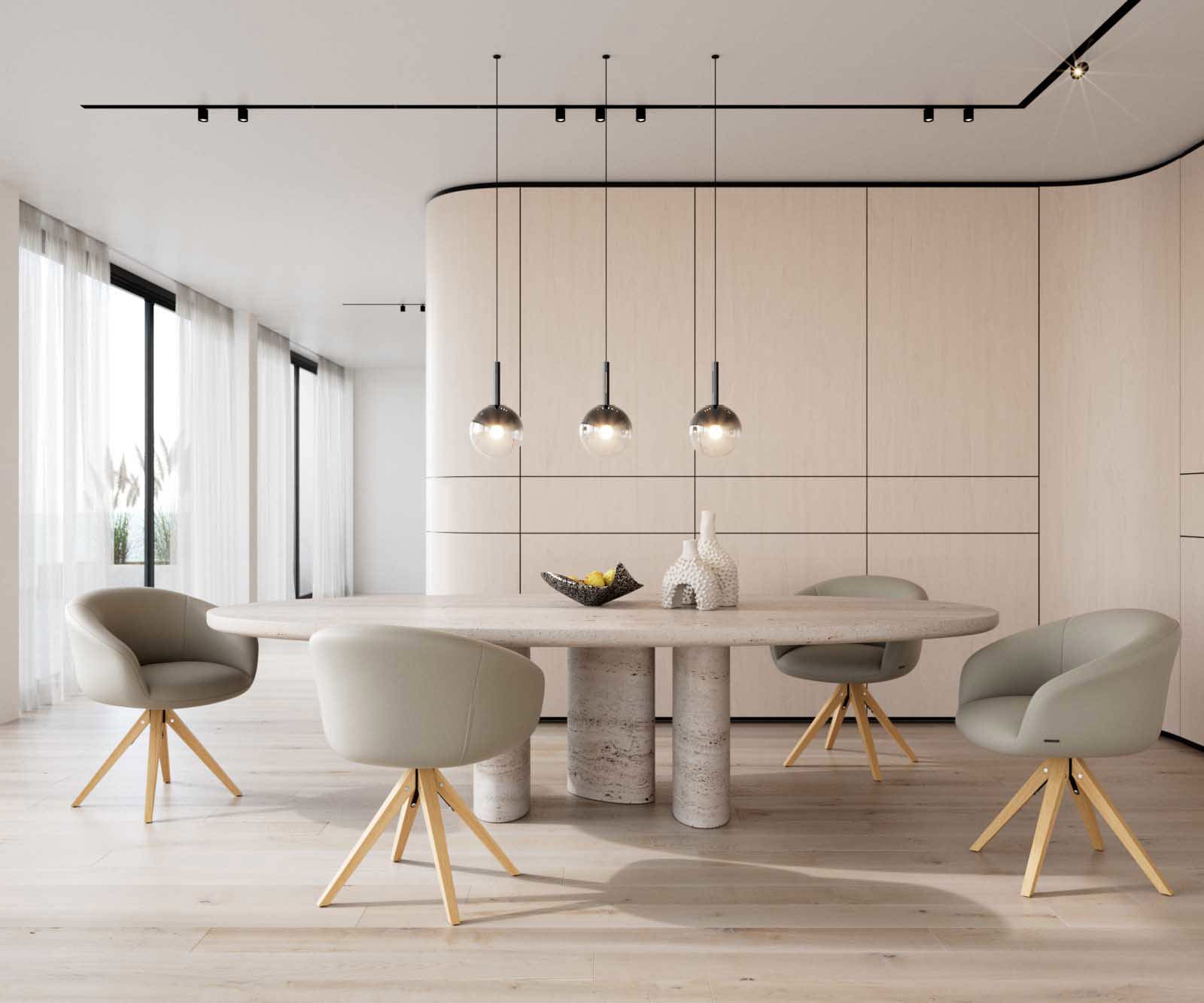 Étkezőszék Vinka-Flex kényelmes karfás valódi bőr sötét bézs fa láb szögletes természetes 180° forgatható zsákrugós - Image 6