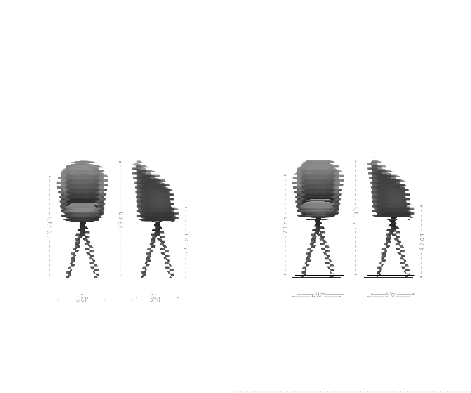 Étkezőszék Vinka-Flex karfás mikroszálas ezüstszürke fa láb szögletes természetes 180° forgatható zsákrugós - Image 6