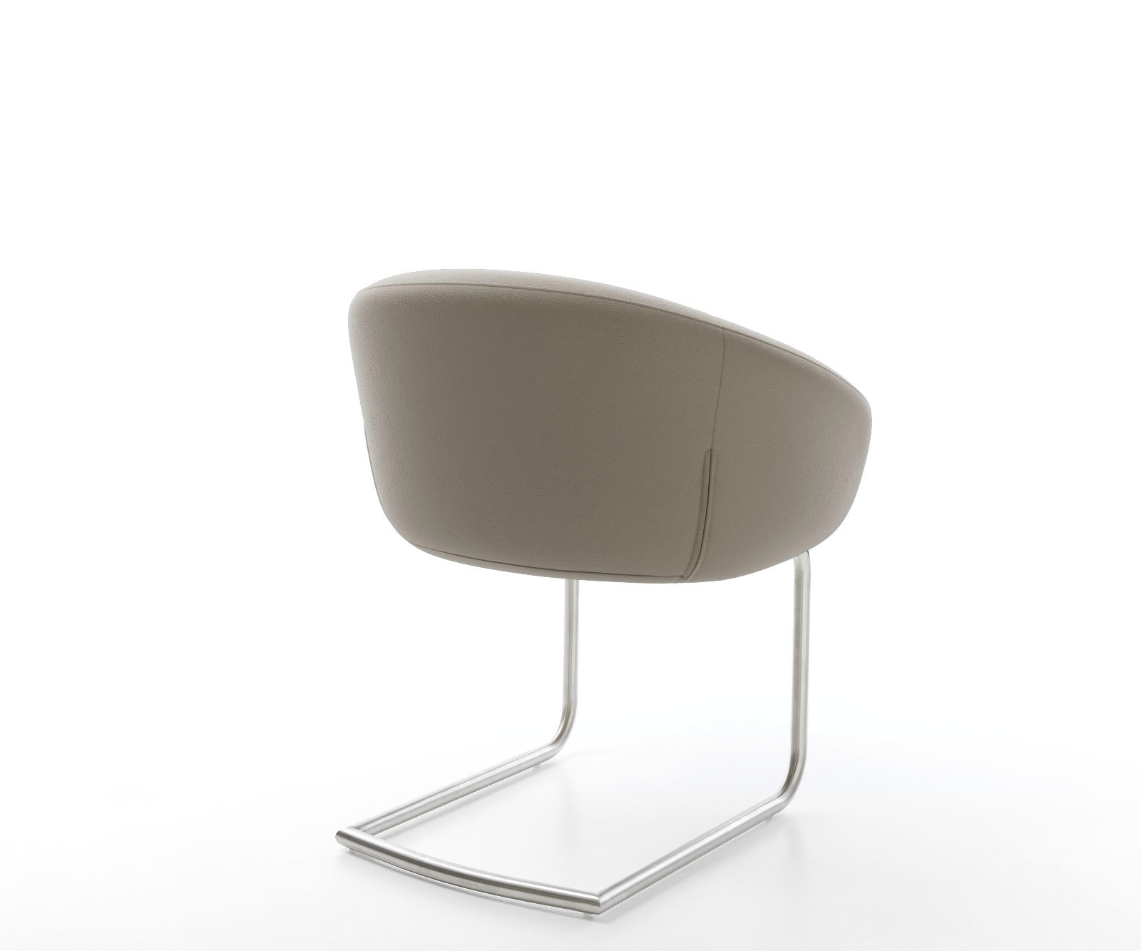 Étkezőszék Vinka-Flex karfás valódi bőr sötét bézs kerek rozsdamentes acél zsákrugós - Image 5