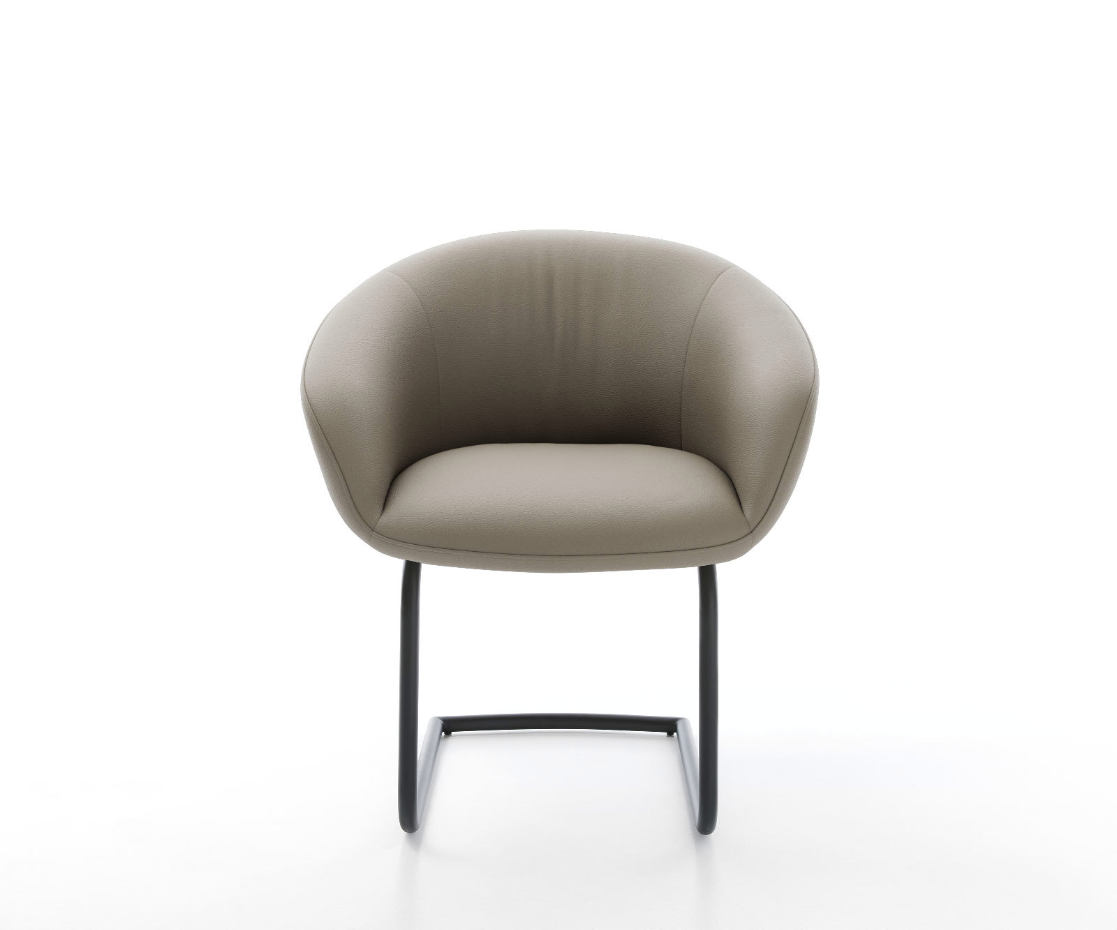 Étkezőszék Vinka-Flex karfás valódi bőr sötét bézs kerek fekete zsákrugós étkezőszék - Image 2