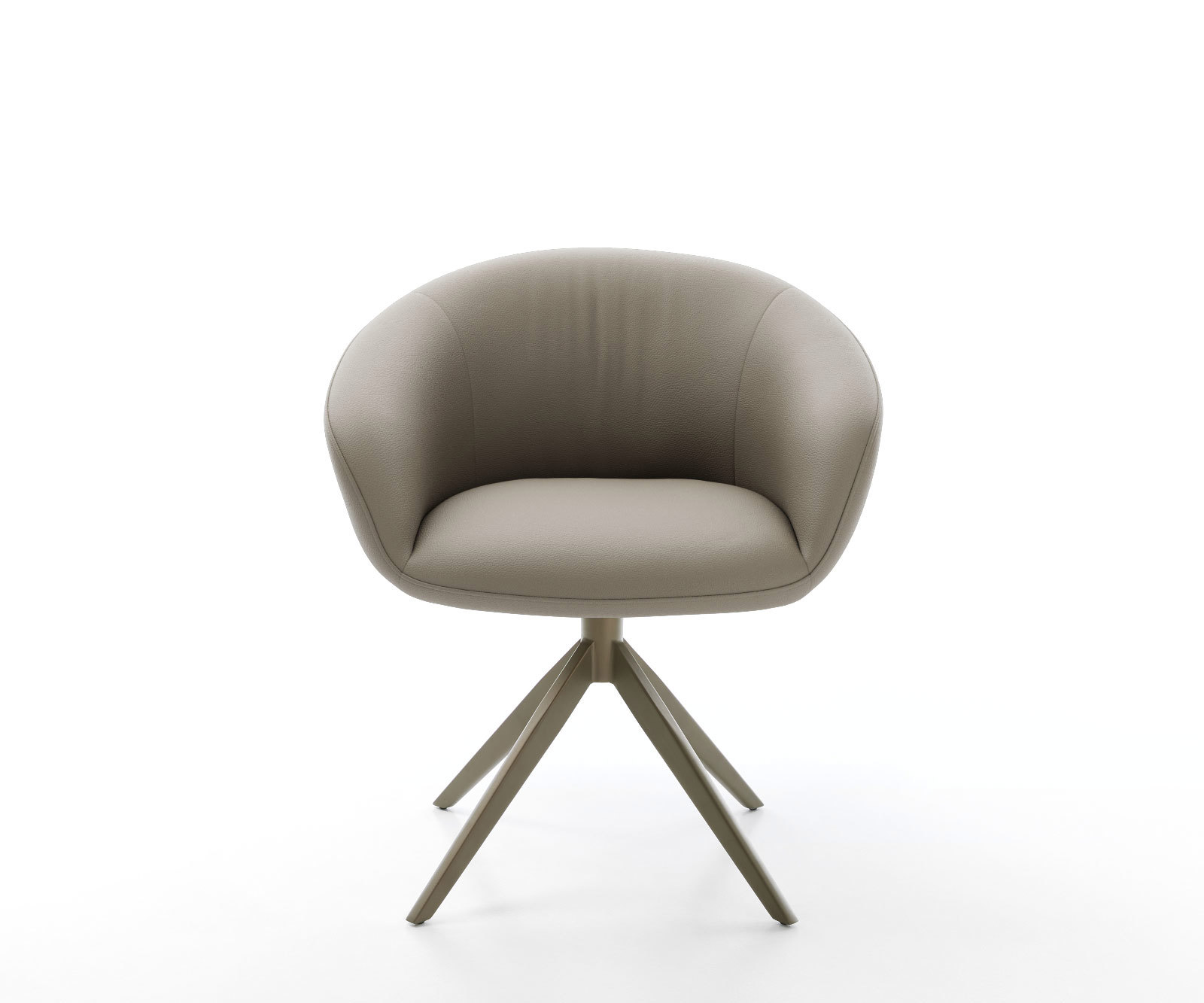 Étkezőszék Vinka-Flex kényelmes karfás valódi bőr sötét bézs széles kereszt láb titán hatás 360° forgatható zsákrugós matraccal - Image 2