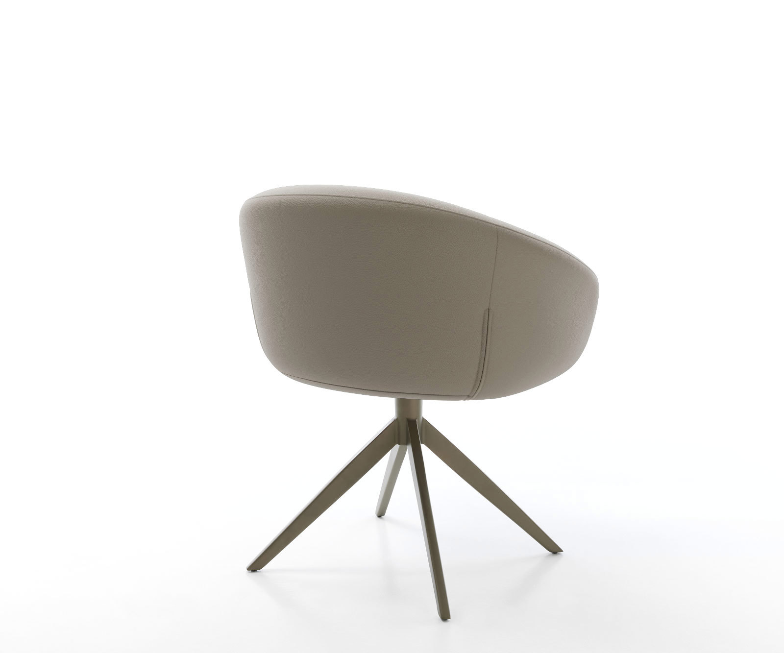 Étkezőszék Vinka-Flex kényelmes karfás valódi bőr sötét bézs széles kereszt láb titán hatás 360° forgatható zsákrugós matraccal - Image 5