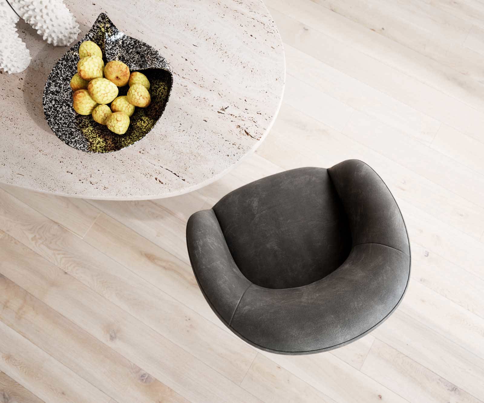 Étkezőszék Vinka-Flex karfás mikroszálas antracit vintage kereszt láb széles rozsdamentes acél 360° forgatható zsákrugós - Image 4