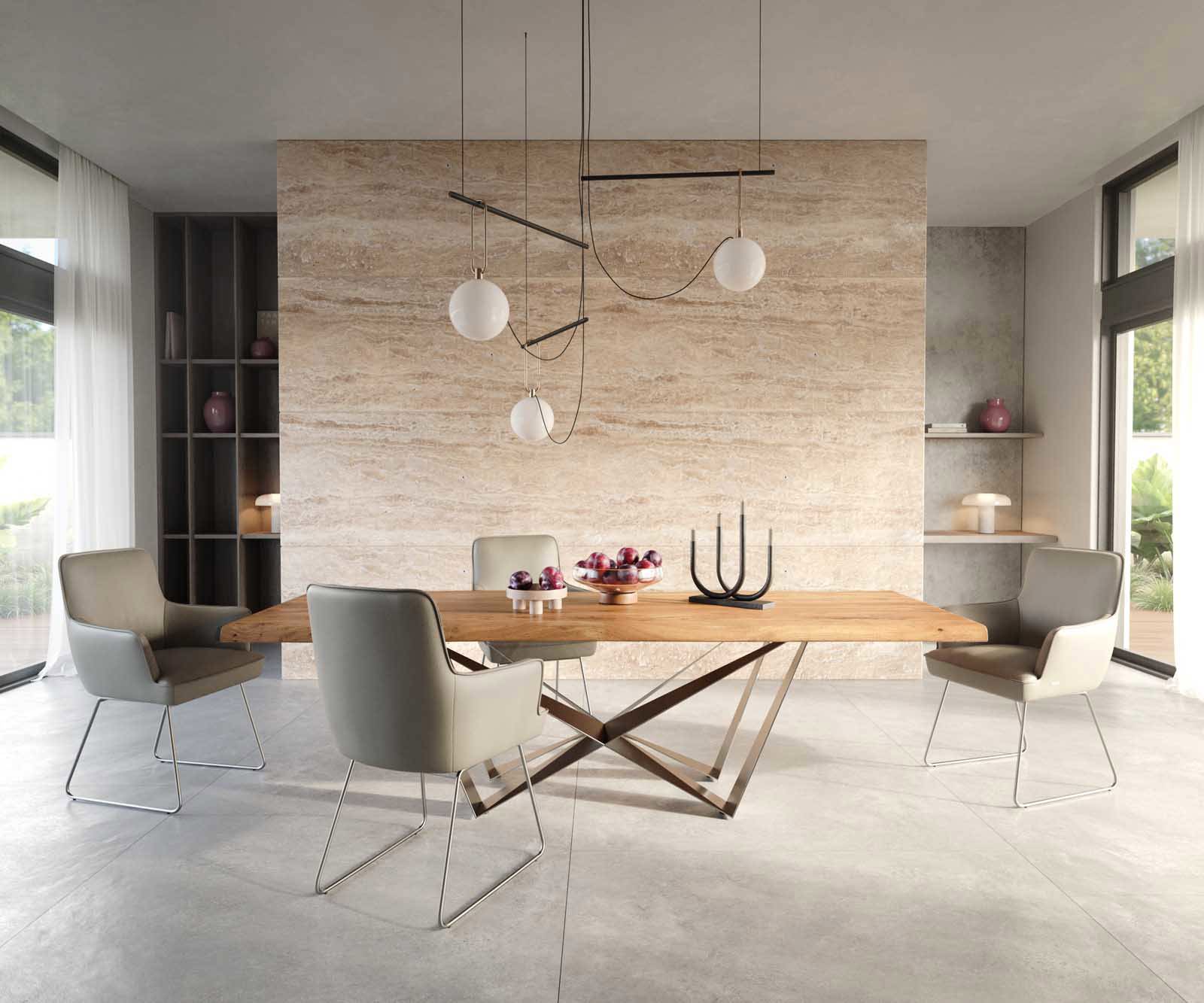 Étkezőszék Heira-Flex karfás valódi bőr sötét bézs vékony lábazat rozsdamentes acél zsákrugós - Image 5