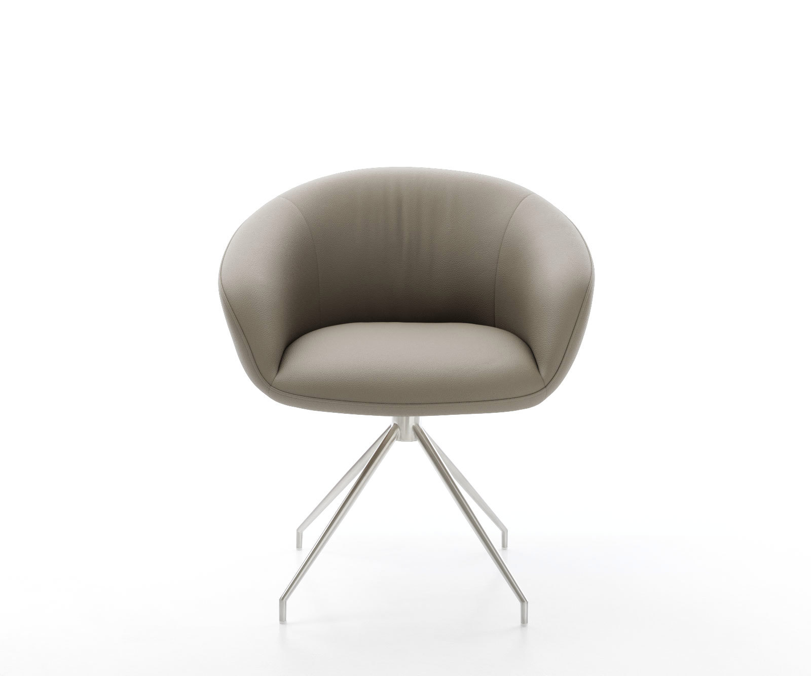 Étkezőszék Vinka-Flex karfás valódi bőr sötét bézs kereszt láb kúpos rozsdamentes acél 180° forgatható zsákrugós - Image 2