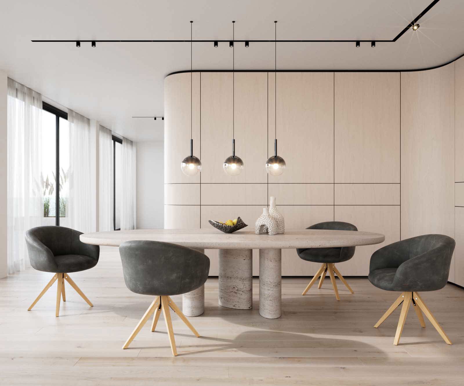 Étkezőszék Vinka-Flex karfás mikroszálas antracit vintage fa láb szögletes természetes 180° forgatható zsákrugós - Image 6