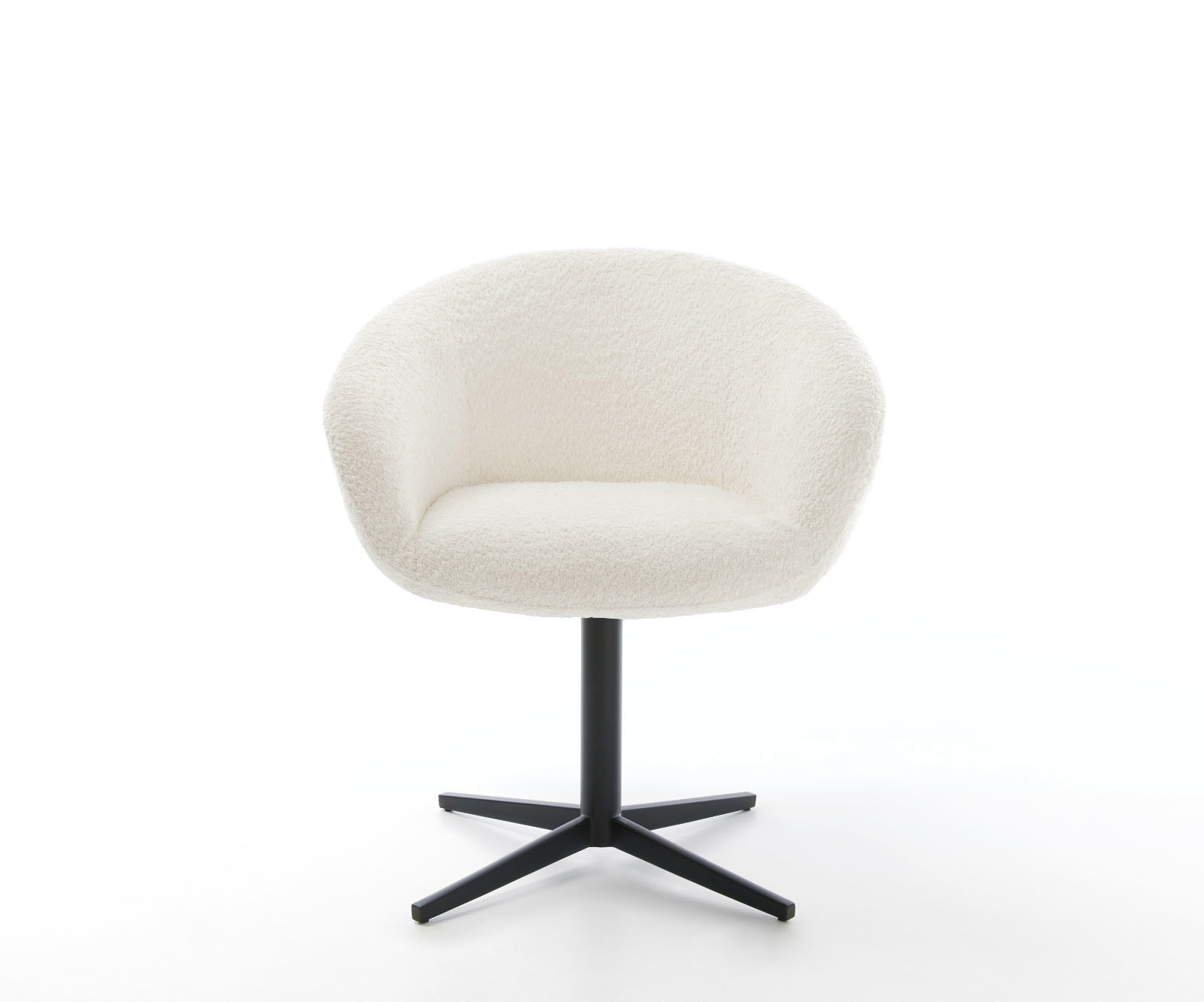 Étkezőszék Vinka-Flex karfás bouclé fehér fekete láb 360° forgatható zsákrugós - Image 2