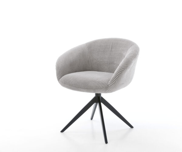 Étkezőszék Vinka-Flex karfás mikroszálas ezüstszürke kereszt láb széles fekete 360° forgatható zsákrugós