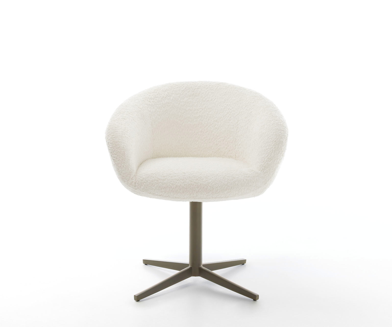 Étkezőszék Vinka-Flex karfás bouclé fehér lábkereszt titán effekt felület 360° forgatható zsákrugós - Image 2