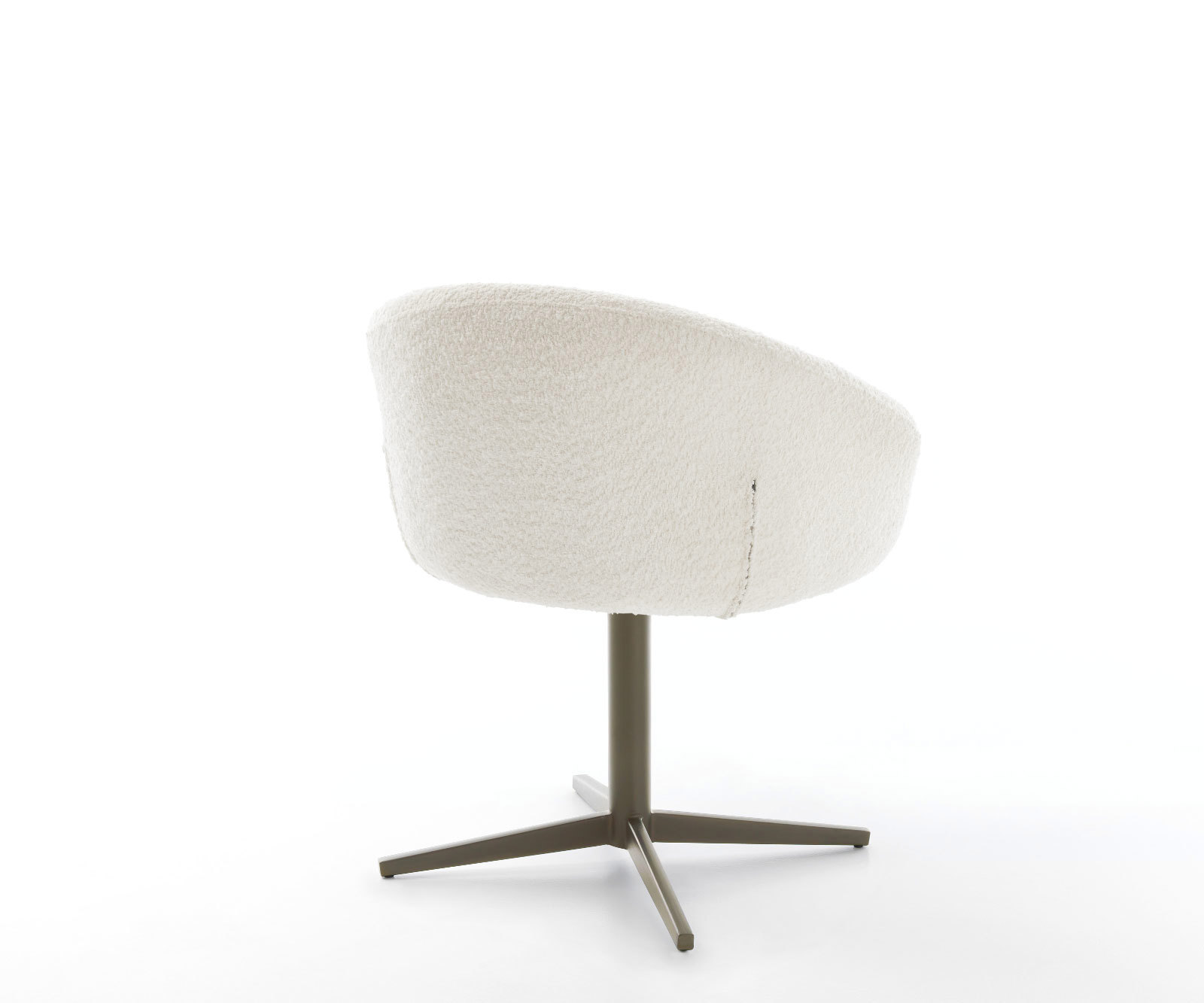 Étkezőszék Vinka-Flex karfás bouclé fehér lábkereszt titán effekt felület 360° forgatható zsákrugós - Image 5