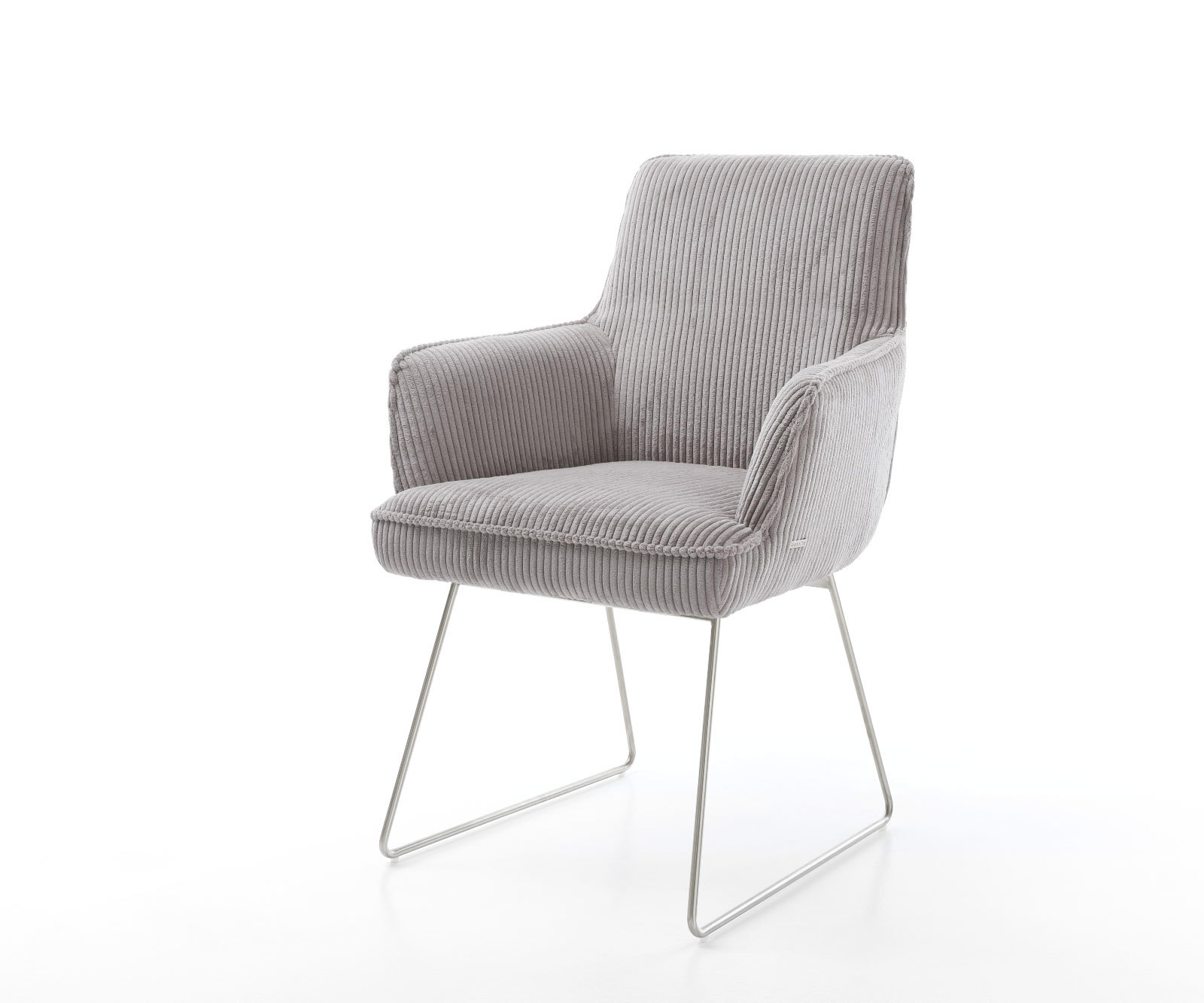 Étkezőszék Heira-Flex karfás mikroszálas ezüstszürke vékony fém lábazat rozsdamentes acél zsákrugós