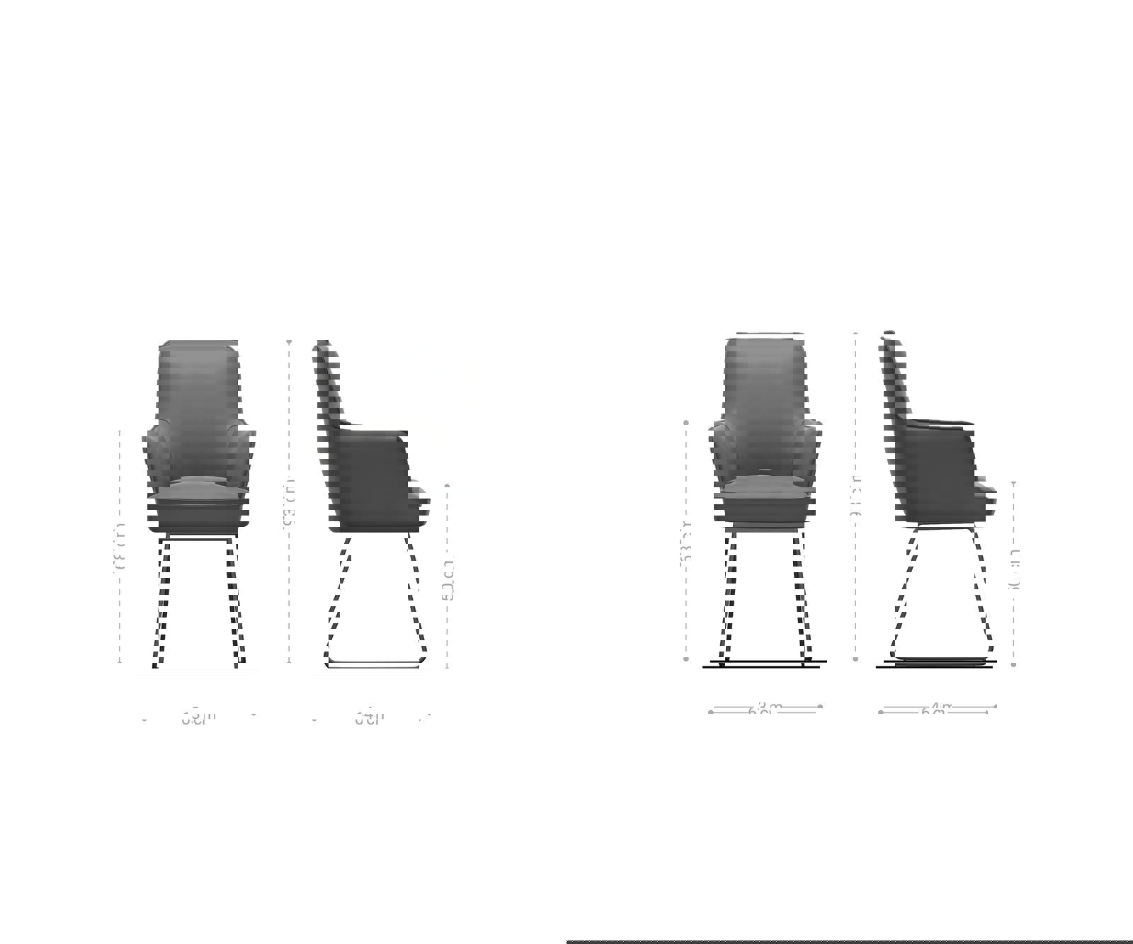 Étkezőszék Heira-Flex karfás mikroszálas ezüstszürke vékony fém lábazat rozsdamentes acél zsákrugós - Image 6