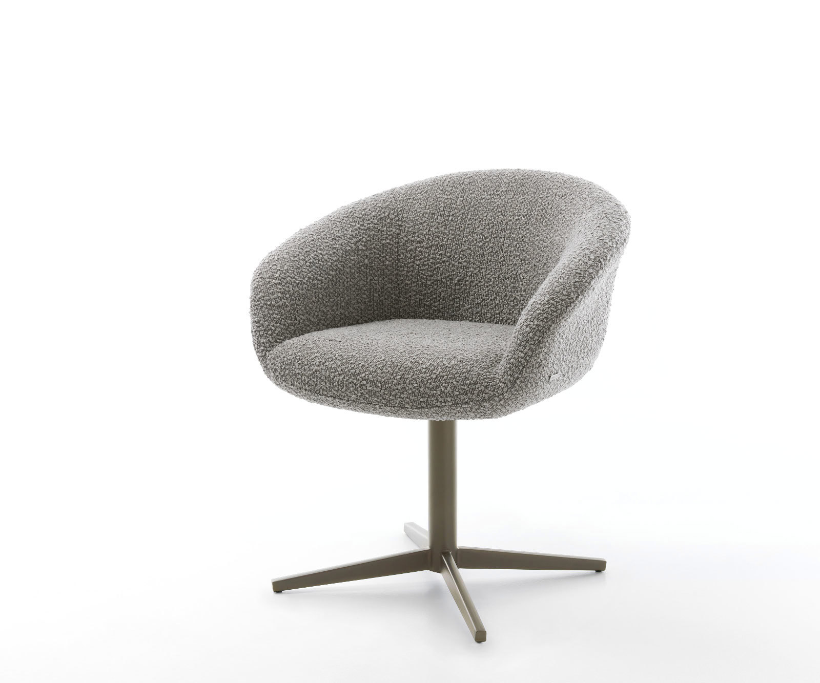 Étkezőszék Vinka-Flex karfás bouclé ezüstszürke fém láb titán effekt felület 360° forgatható zsákrugós matraccal