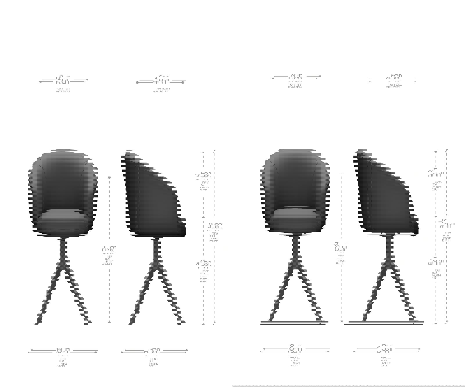 Étkezőszék Vinka-Flex kényelmes karfával valódi fekete bőr kereszt lábbal széles rozsdamentes acél 360° forgatható zsákrugós matraccal - Image 7