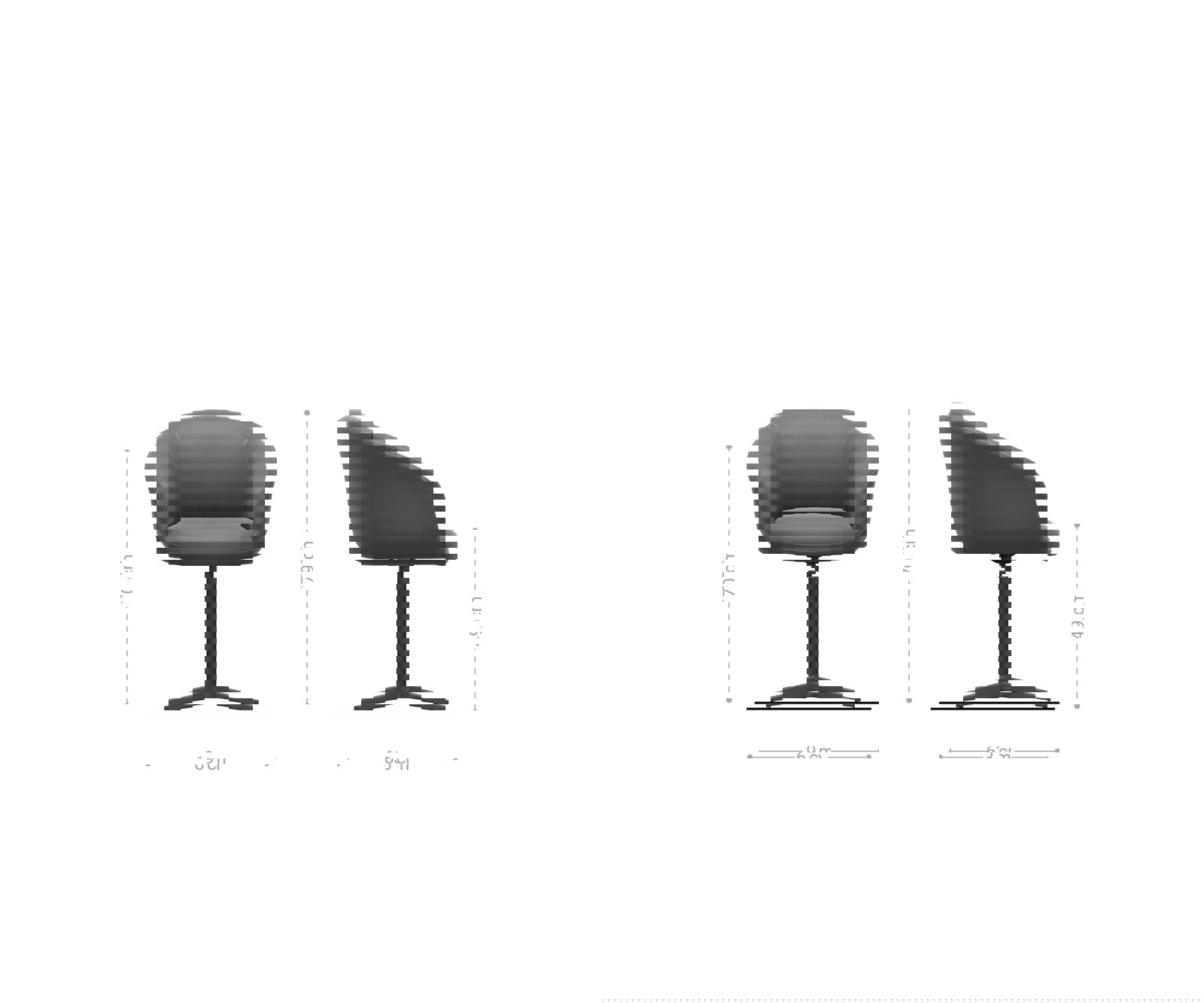 Étkezőszék Vinka-Flex karfás mikroszálas ezüstszürke fém láb 360° forgatható zsákrugós - Image 6