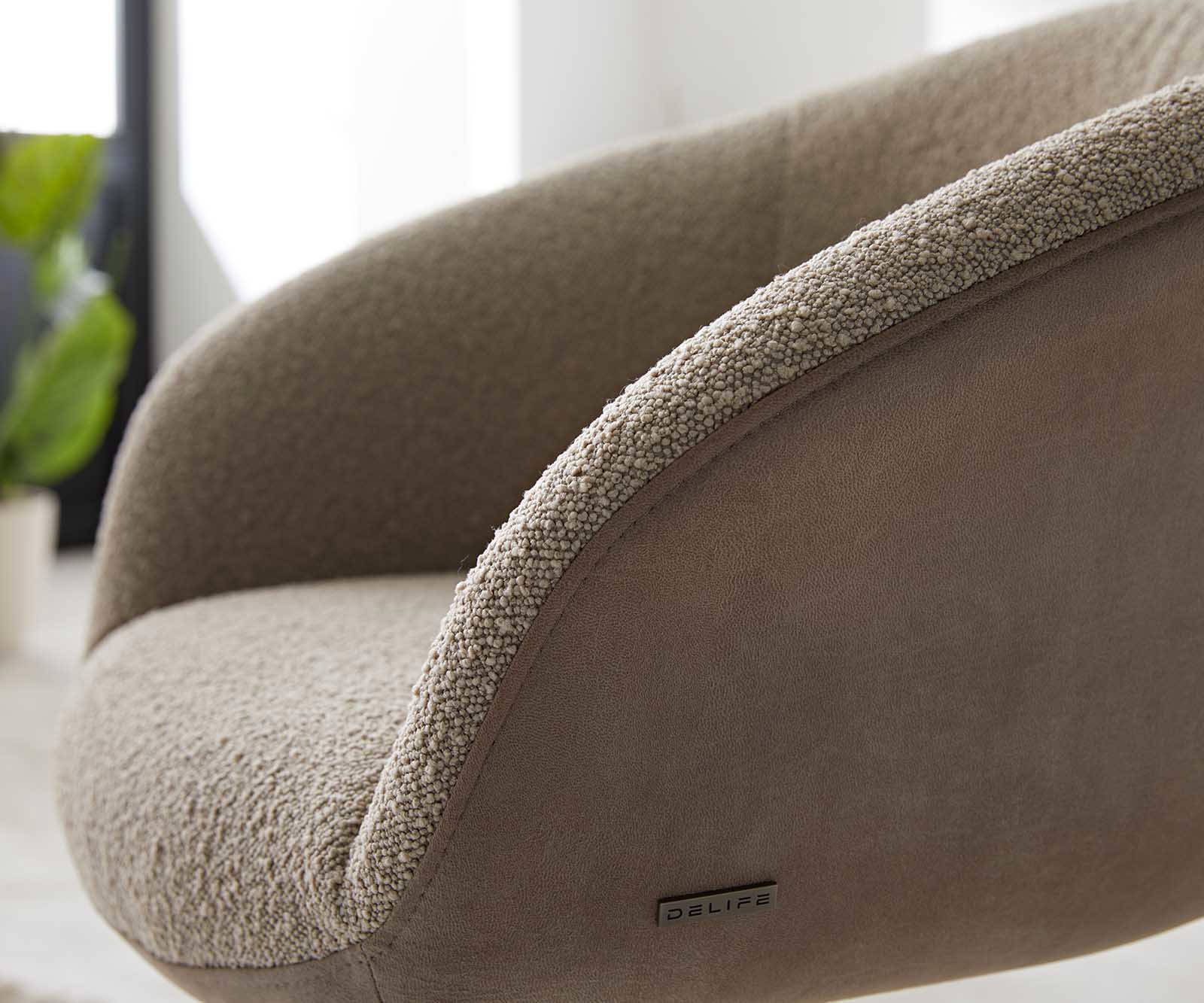 Étkezőszék Vinka-Flex karfás vegyes anyagok sötét bézs kereszt láb széles fekete 360° forgatható zsákrugós - Image 4